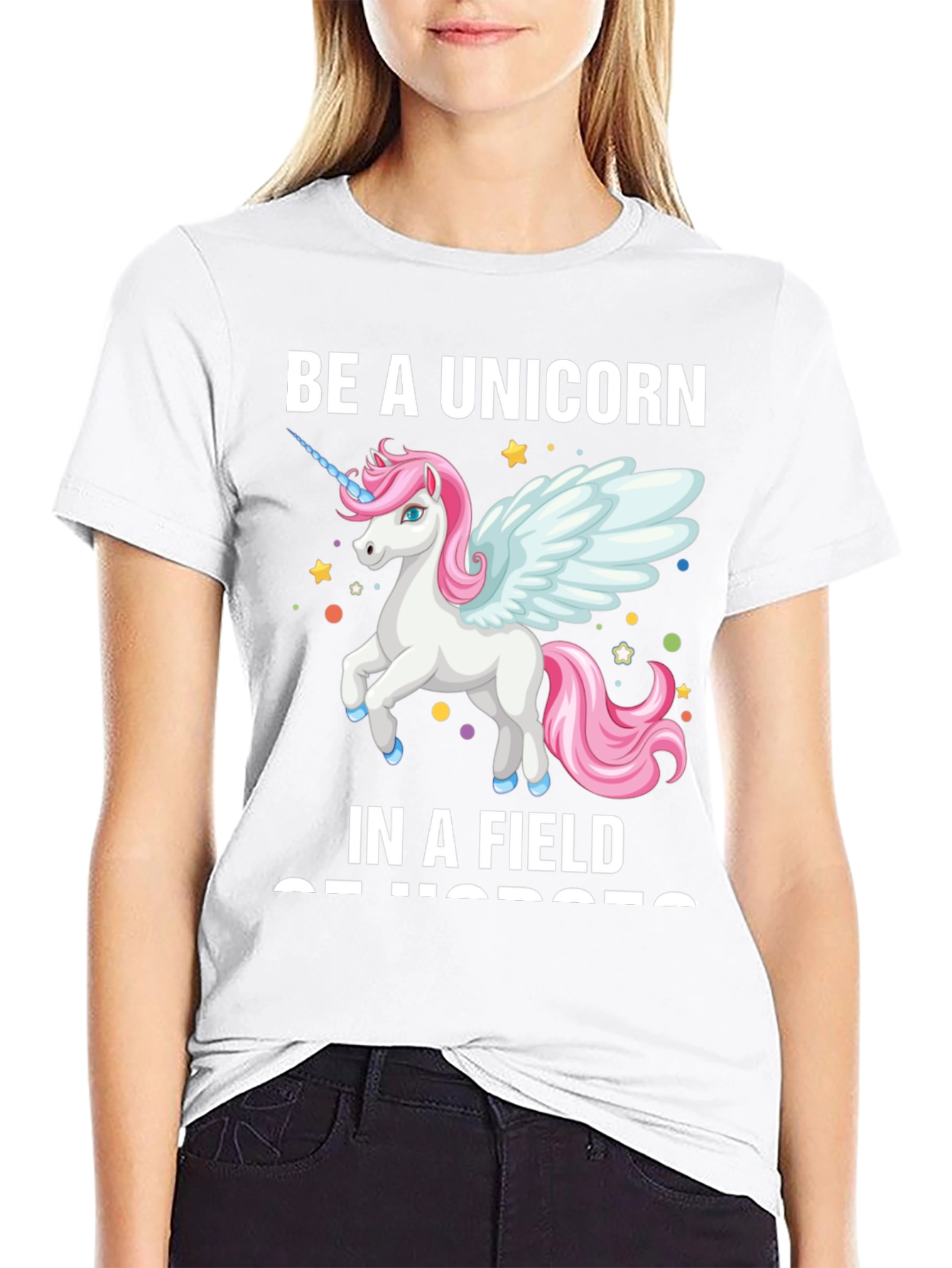 Black Be a Unicorn T-Shirt view 9