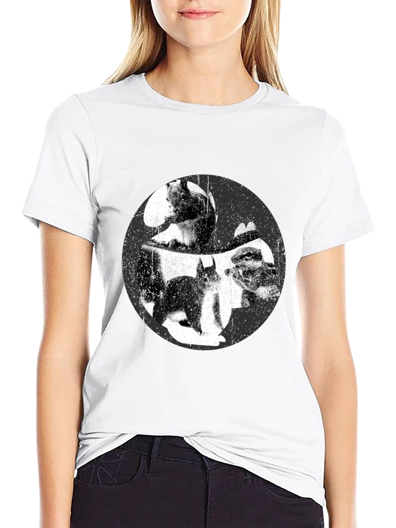 Black Squirrel Yin Yang Graphic T-Shirt - Black view 9