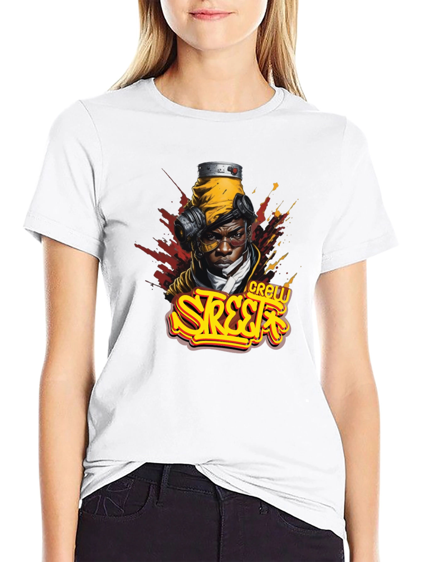 Black Street Crew Graphic T-Shirt - Urban Style view 9
