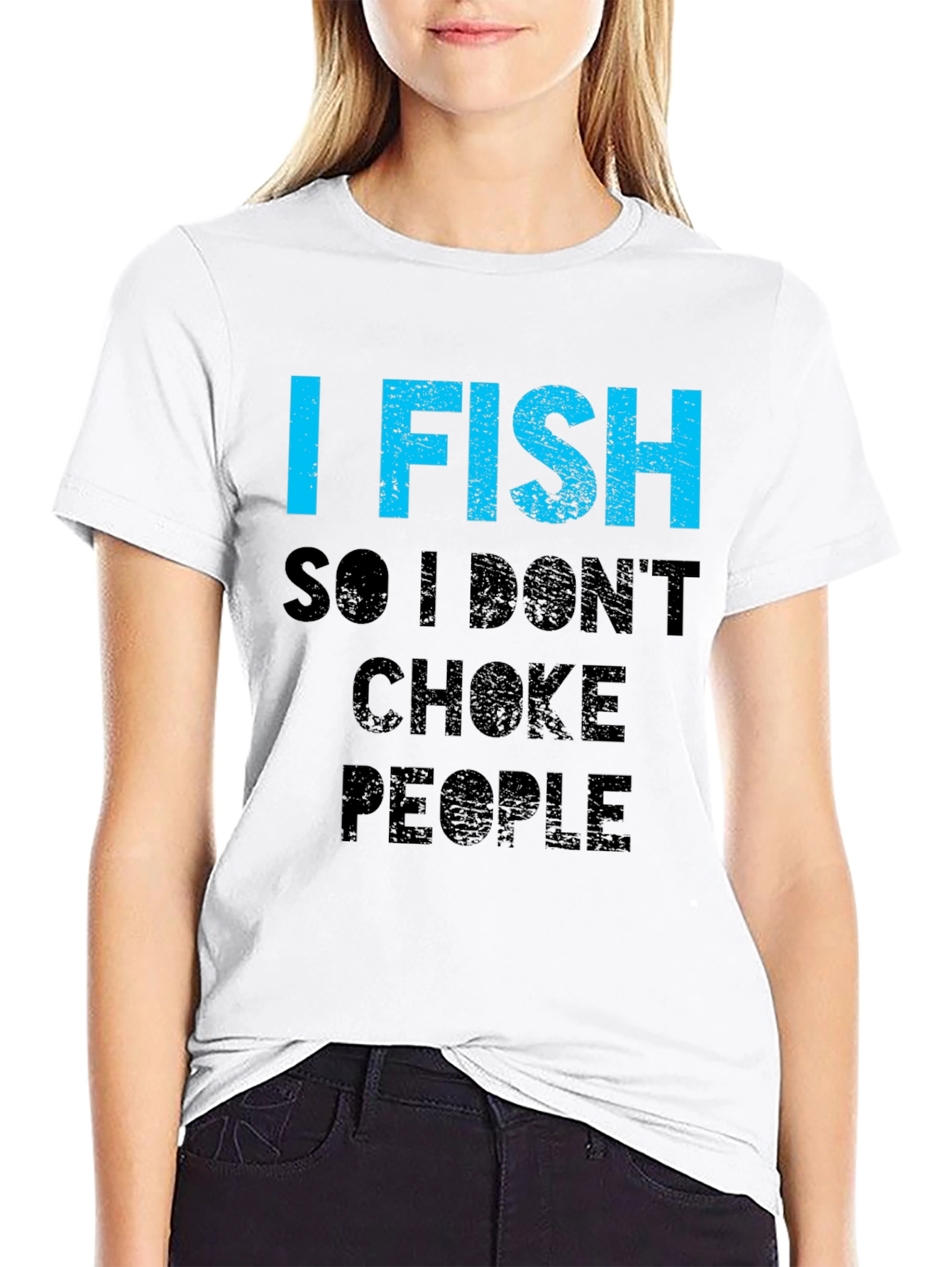 Black I Fish So I Don't Choke People T-Shirt view 9