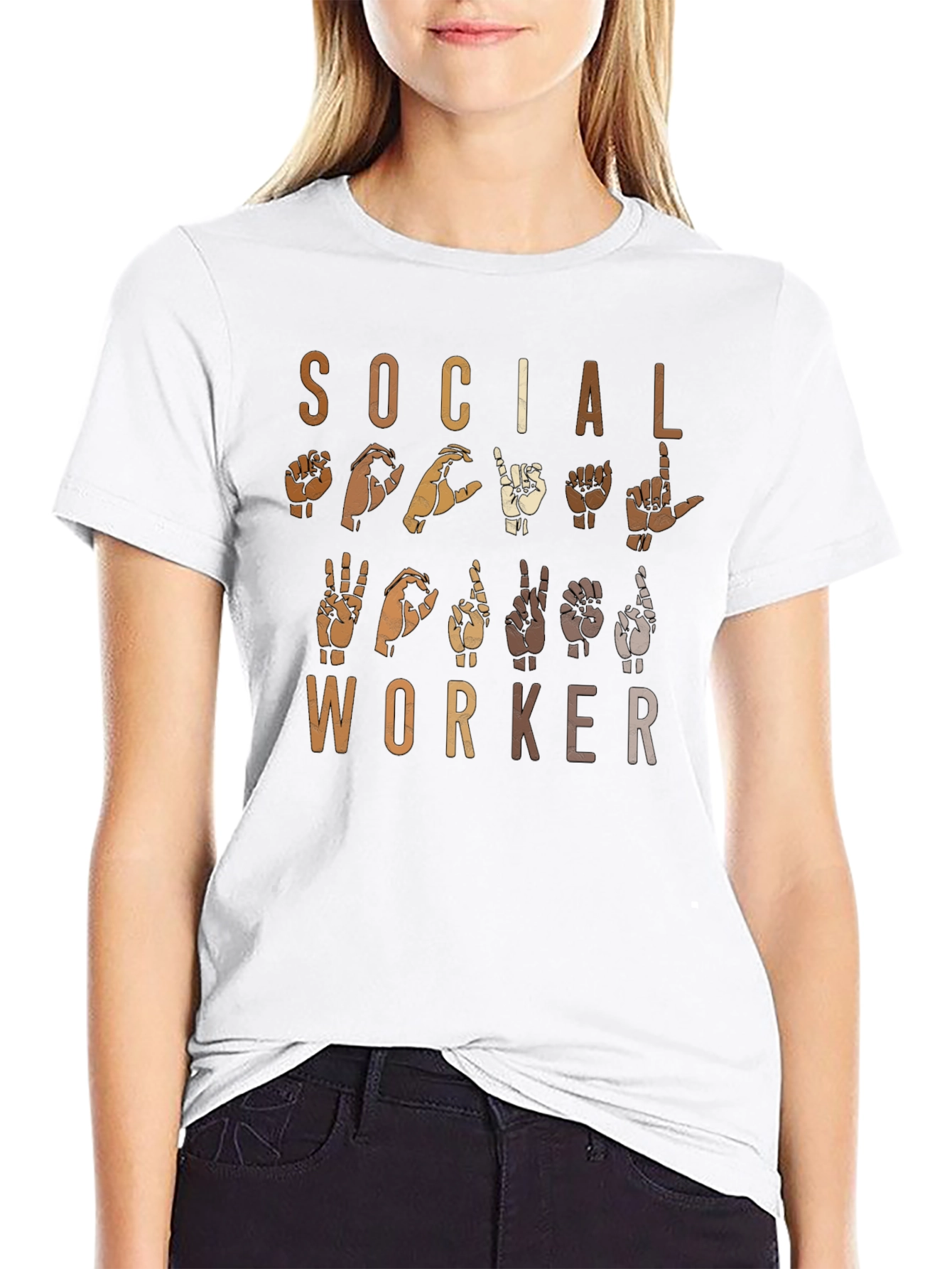Black Social Worker Sign Language Graphic Tee view 9