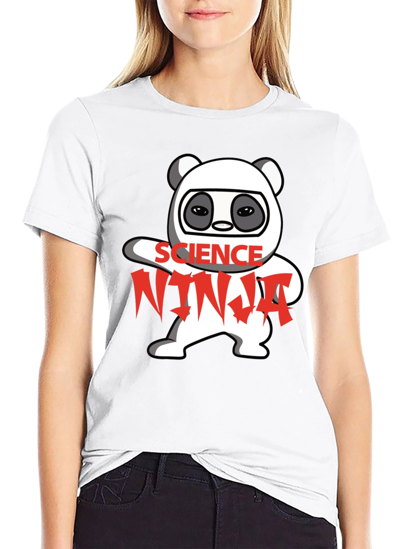 Black Science Ninja Panda Graphic T-Shirt view 9