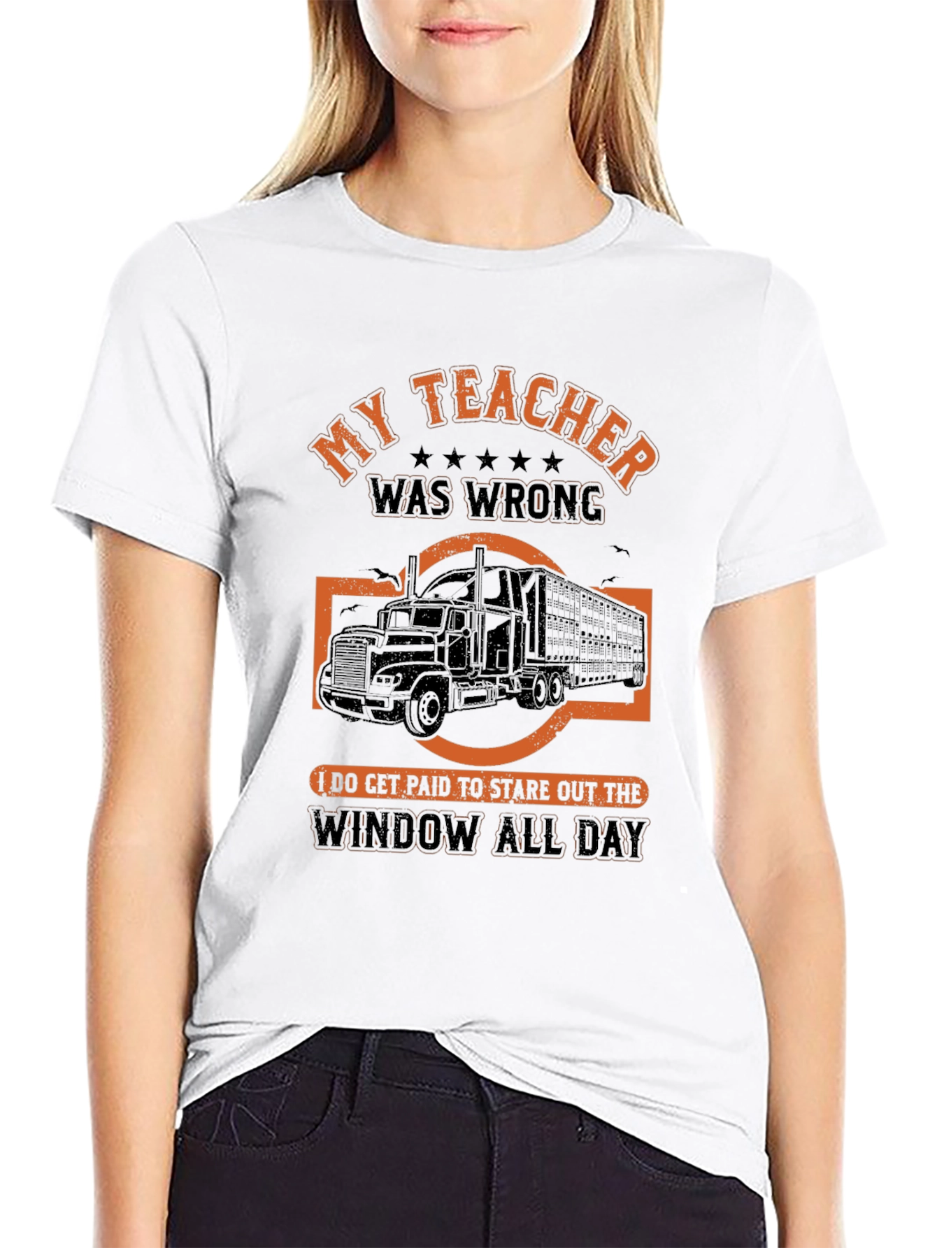 Black Funny Trucker T-Shirt: My Teacher Was Wrong view 9
