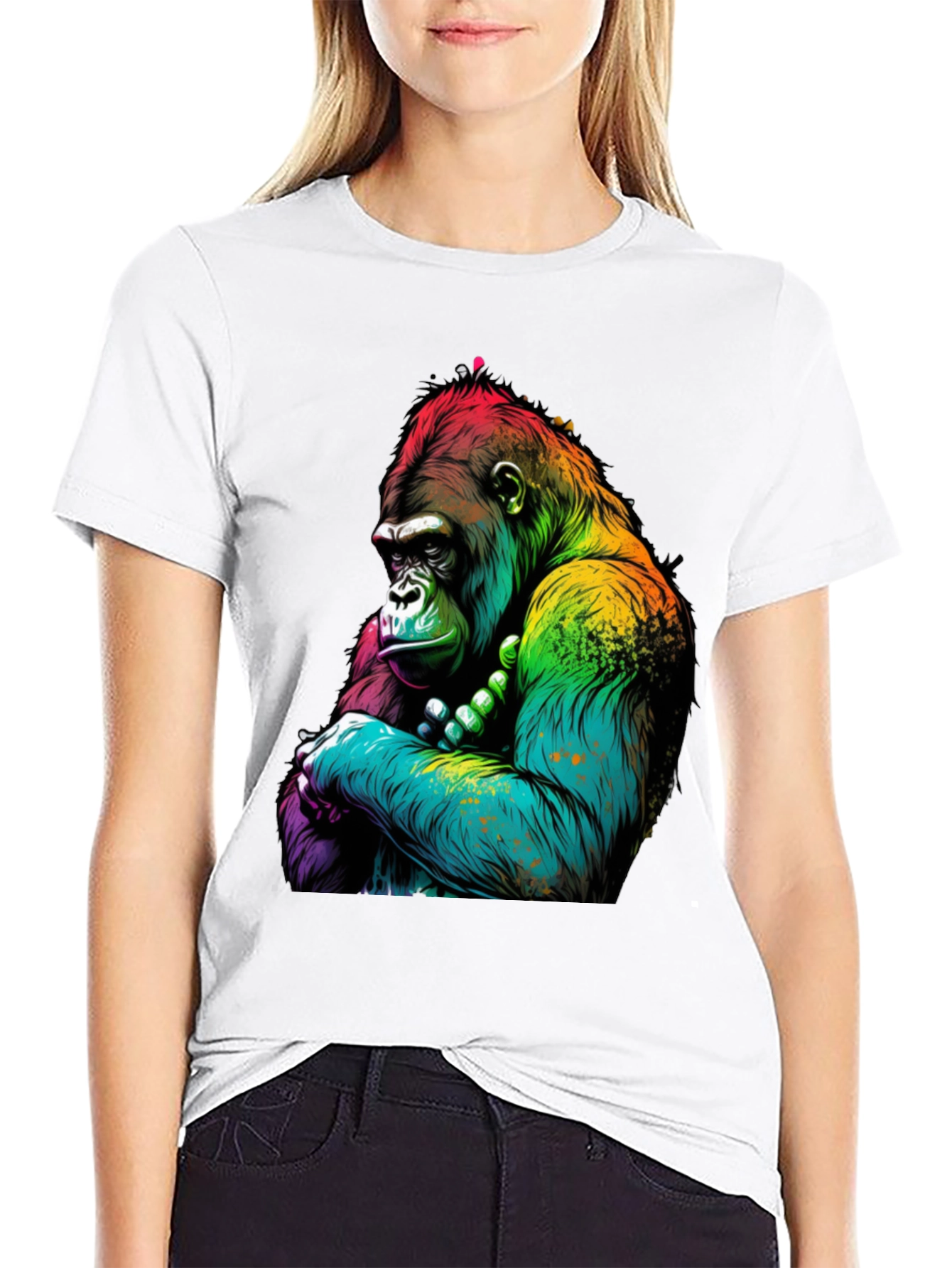 Black Rainbow Gorilla Graphic Tee - Bold Ape Design view 9