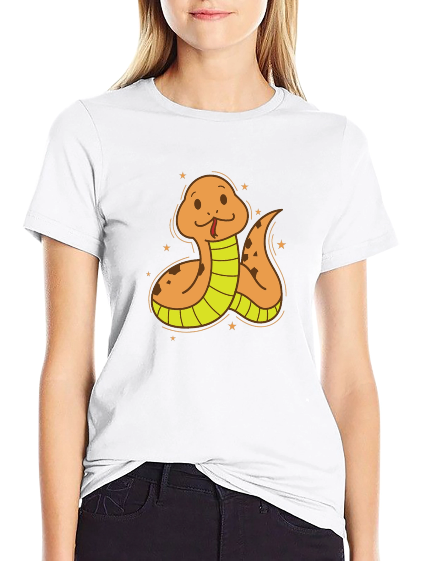 Black Cartoon Snake Graphic Tee - Soft Cotton Blend view 9