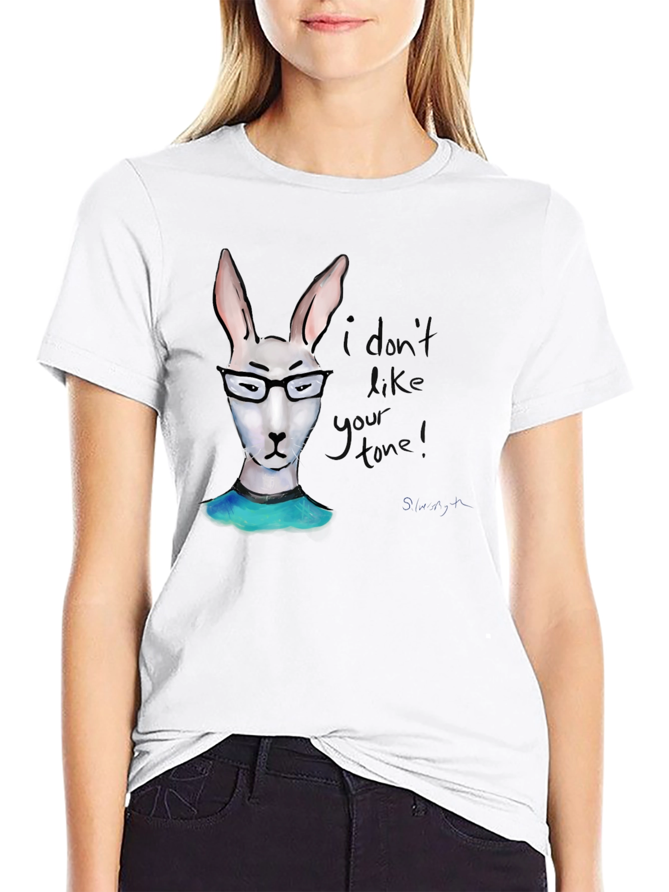 Black Funny Bunny Black T-Shirt - I Don't Like Your Tone view 9