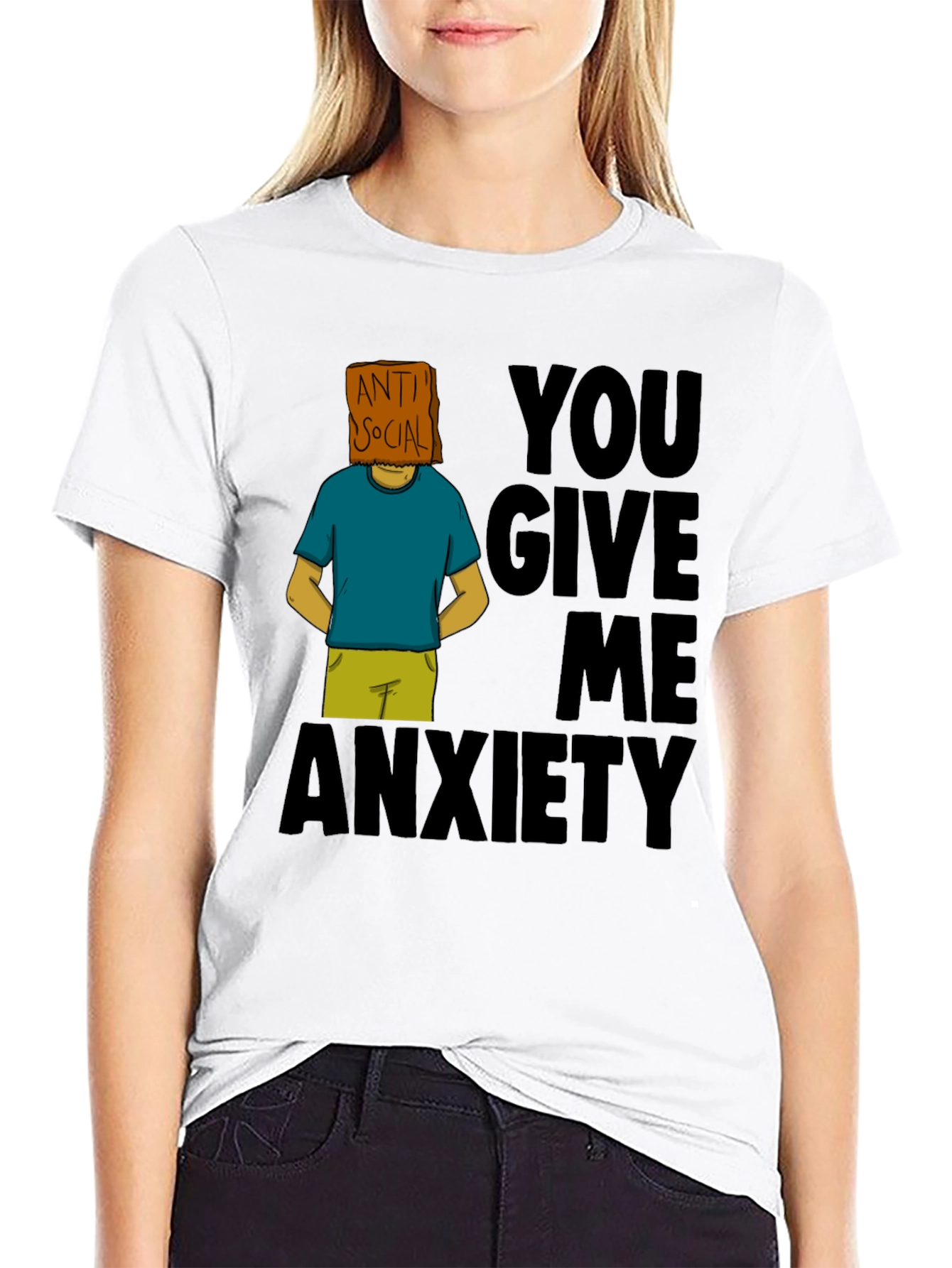 Black Anti-Social Anxiety Graphic T-Shirt - Black view 9