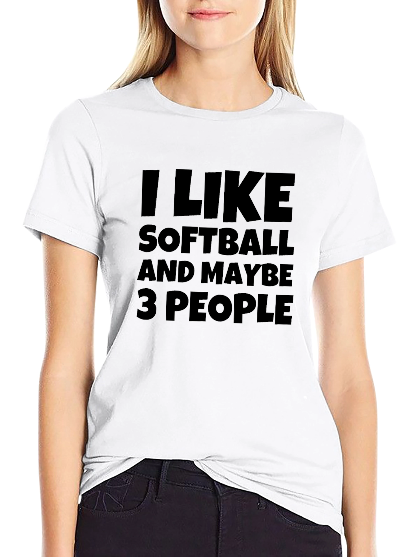Black I Like Softball and Maybe 3 People T-Shirt view 9