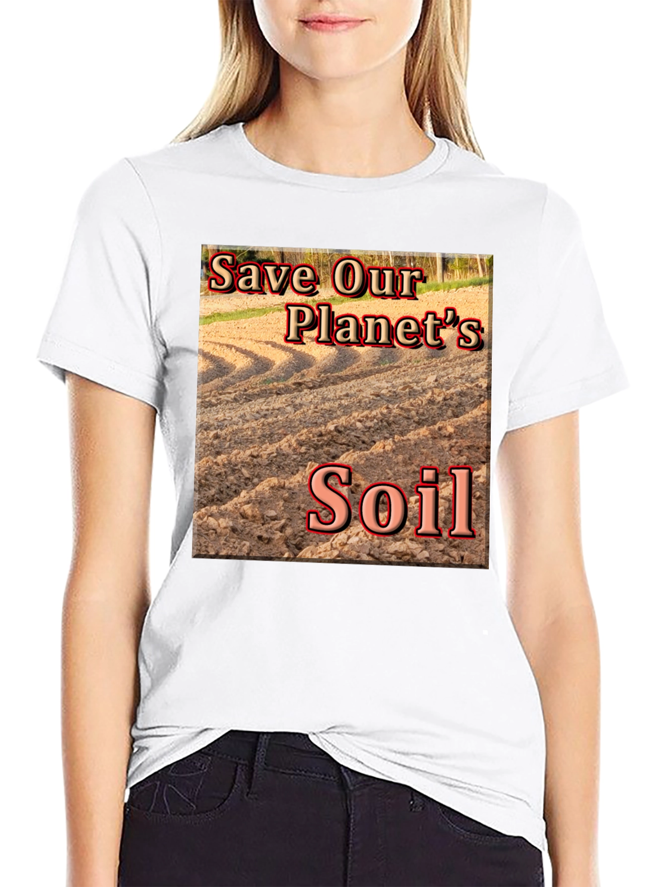 Black Save Our Planet's Soil T-Shirt view 9