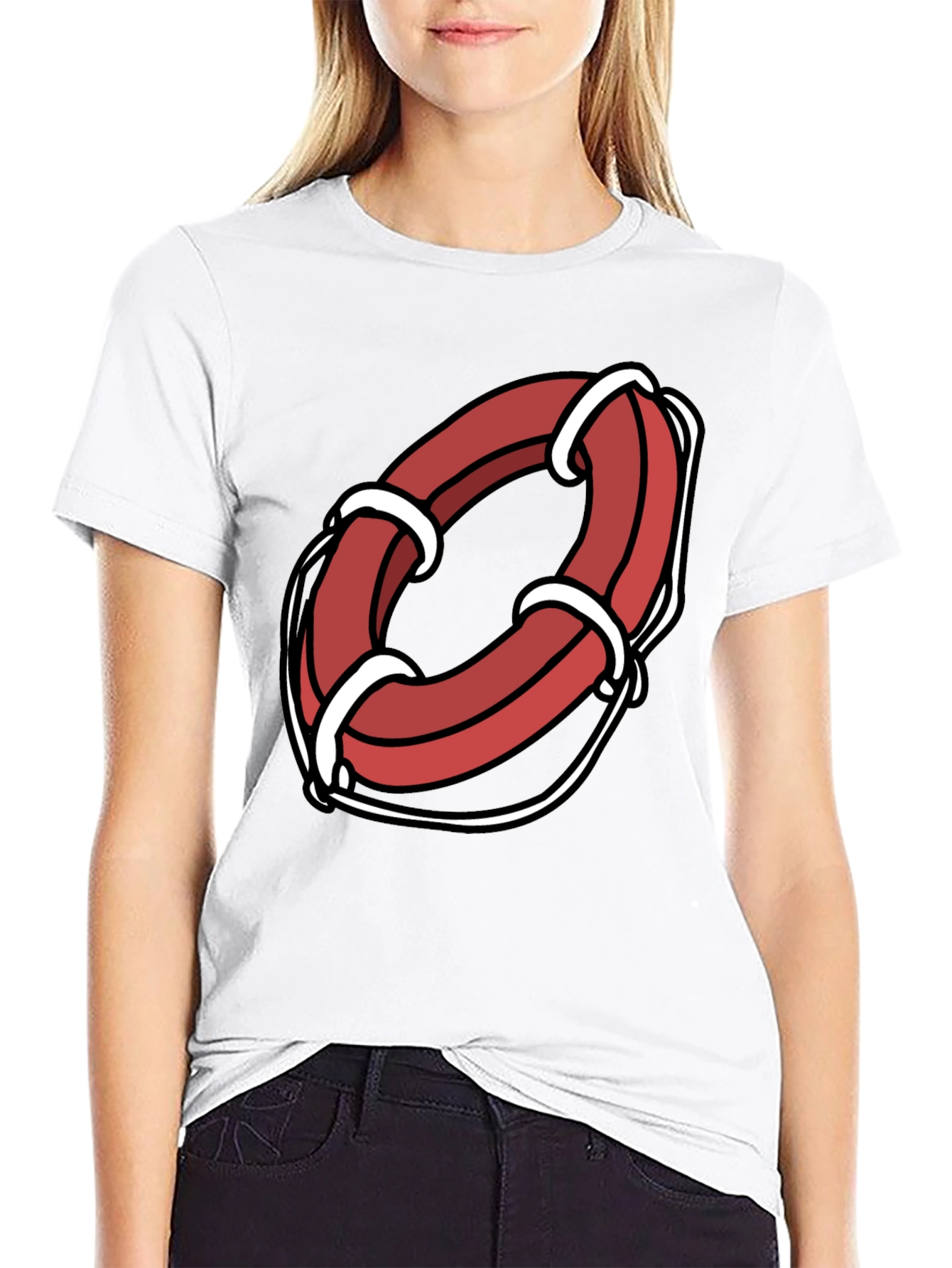 Black Cartoon Life Preserver Graphic Tee view 9