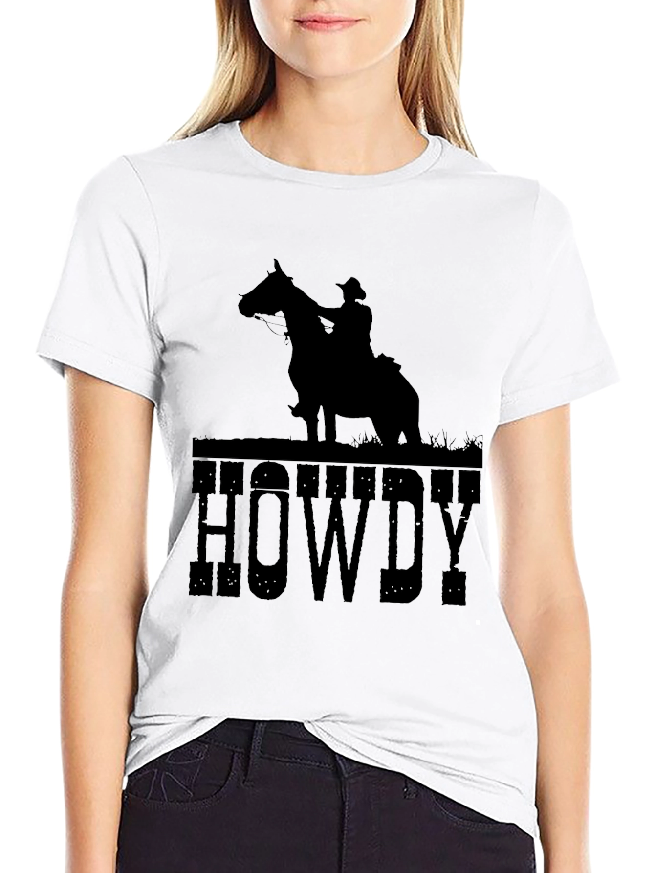 Black Howdy Cowboy Silhouette Graphic Tee - Black view 9