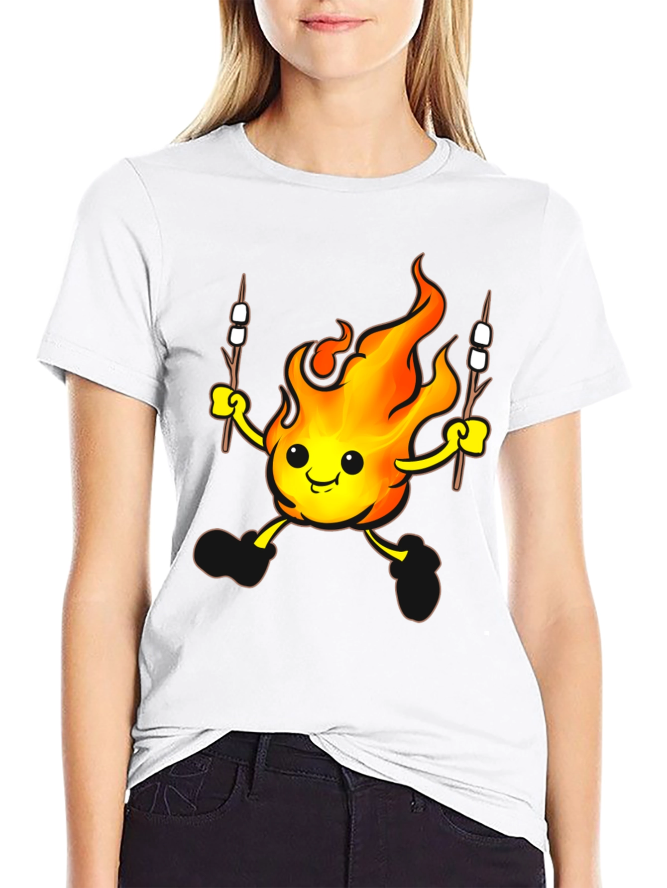 Black Funny Campfire Marshmallow T-Shirt view 9
