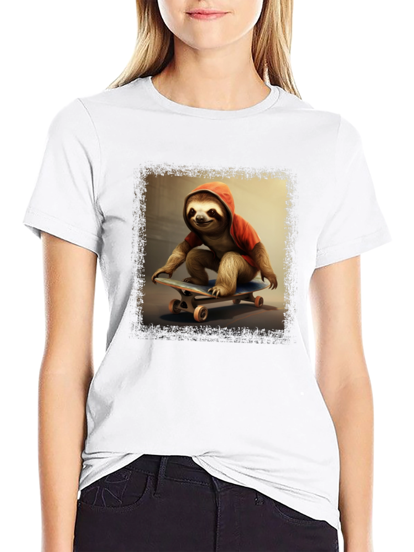 Black Sloth Skateboarder T-Shirt - Cool & Unique Design view 9