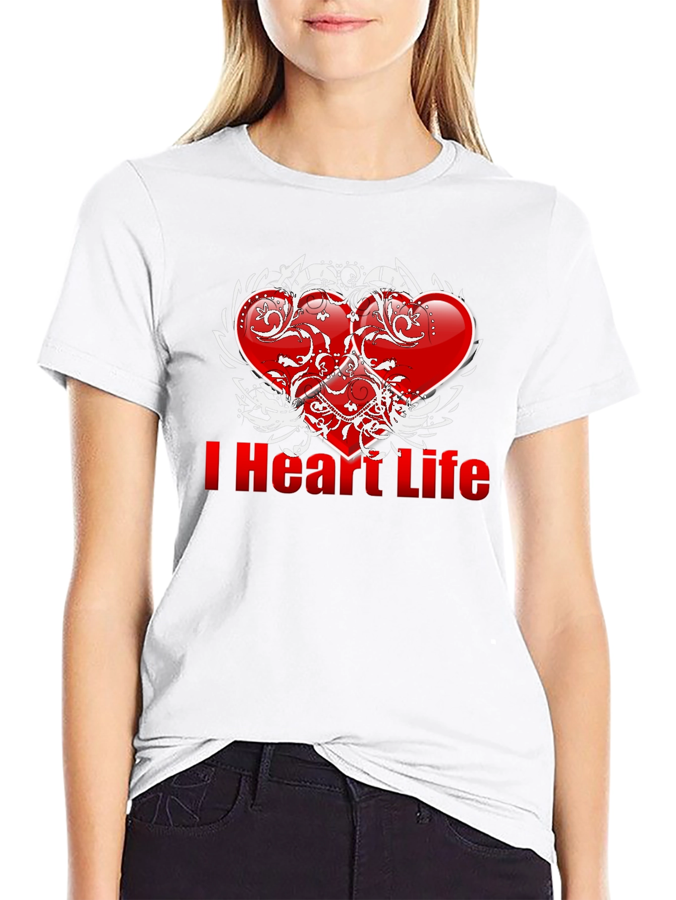 Black I Heart Life Graphic T-Shirt - Black view 9