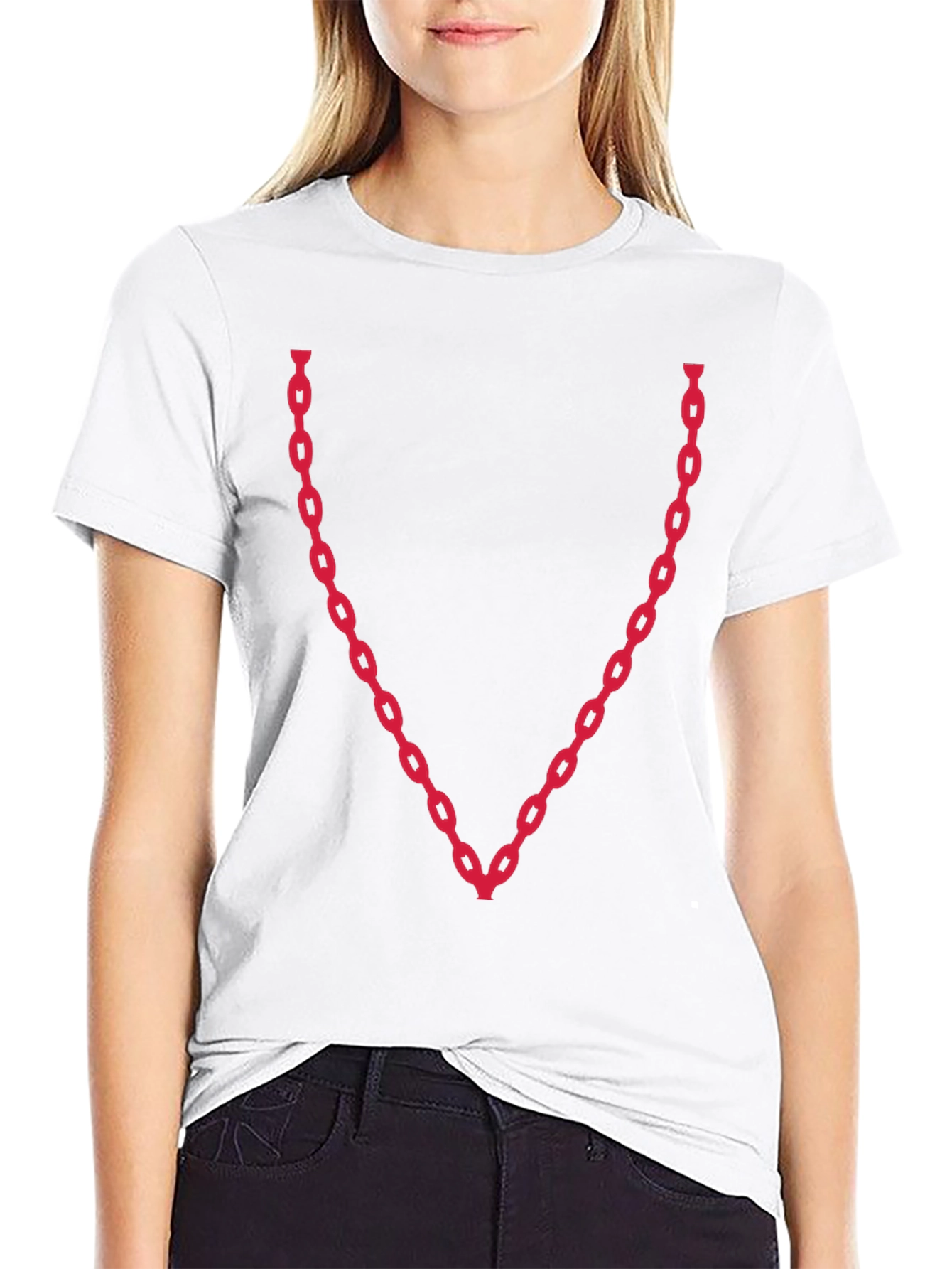 Black Chain V-Neck Graphic Tee - Bold & Stylish view 9
