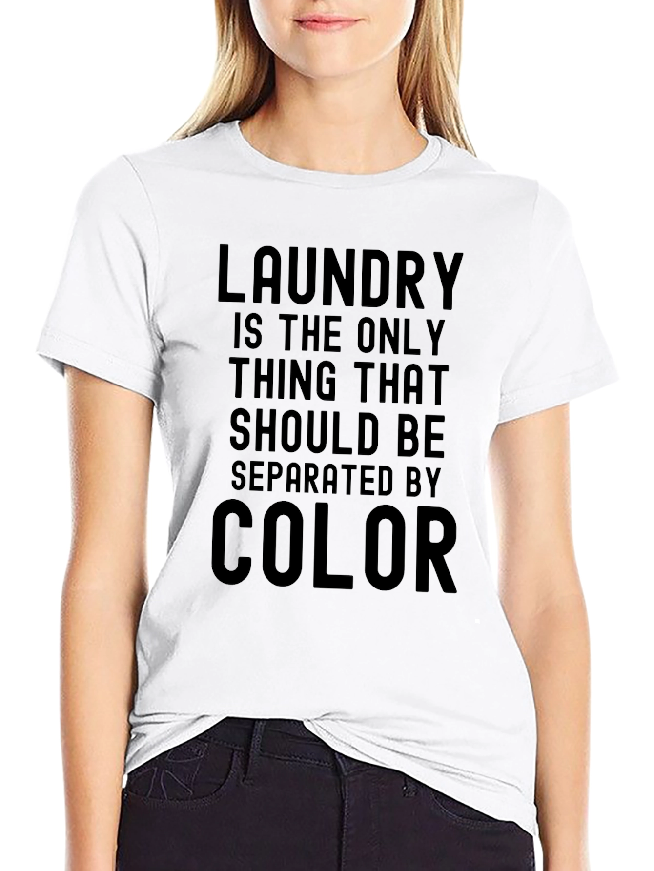 Black Laundry Separation T-Shirt - Color Matters Only Here view 9