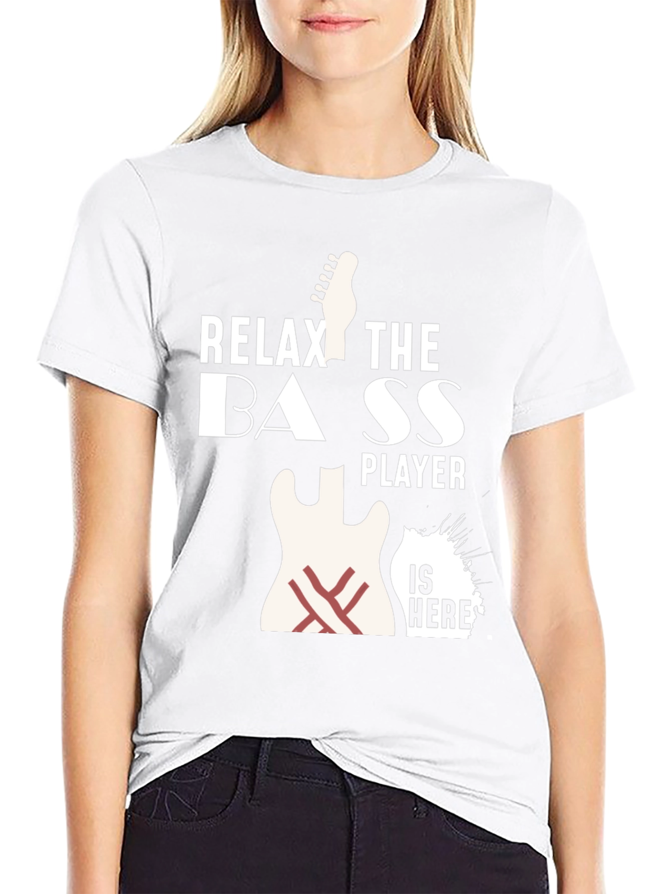 Black Relax Bass Player Is Here T-Shirt view 9