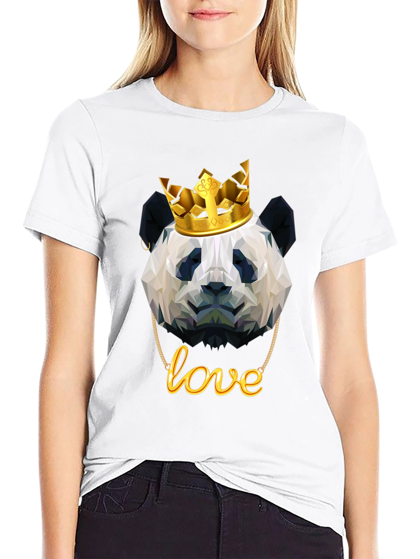 Black Panda King T-Shirt - Geometric Design view 9