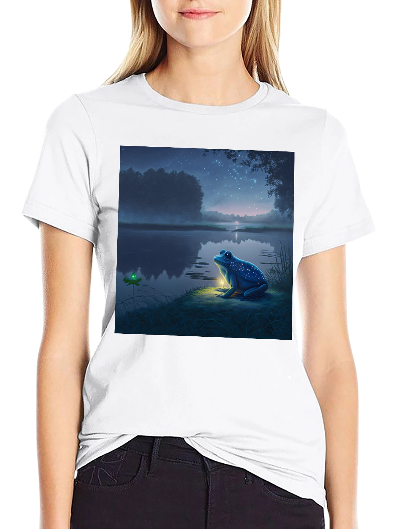 Black Night Frog Tee - Whimsical Graphic Print view 9