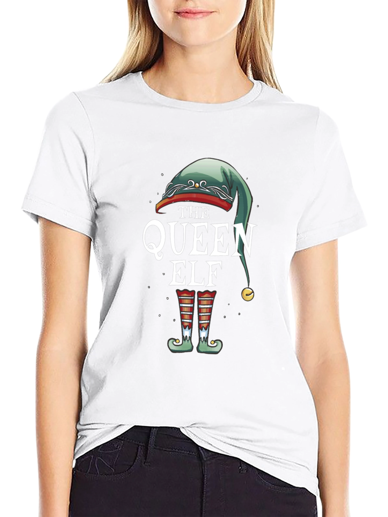 Black Queen Elf Graphic Tee - Holiday Festive Shirt view 9