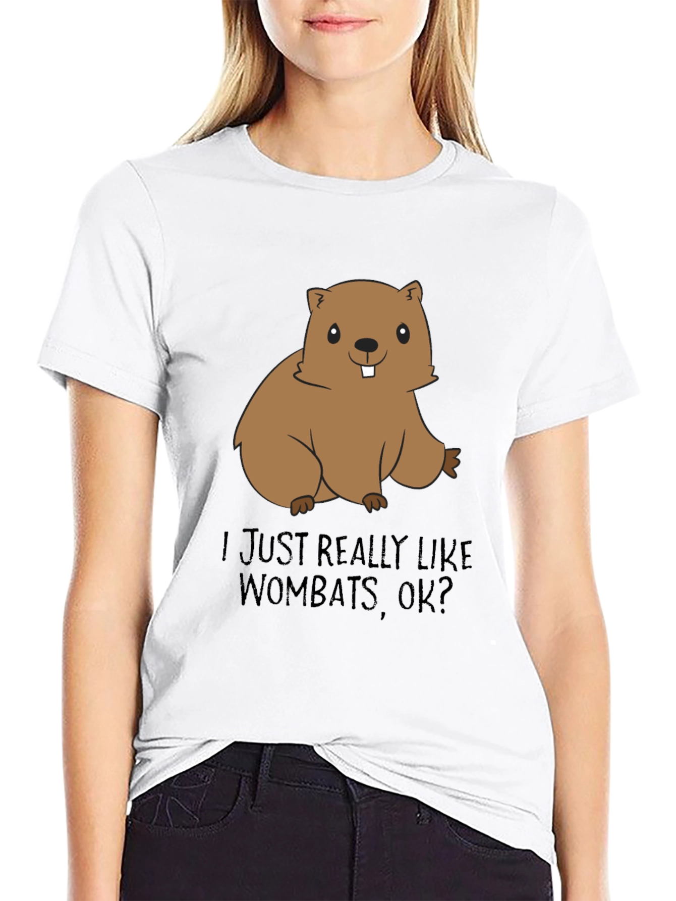 Black Wombat Lover T-Shirt - Cute Cartoon Animal Tee view 9