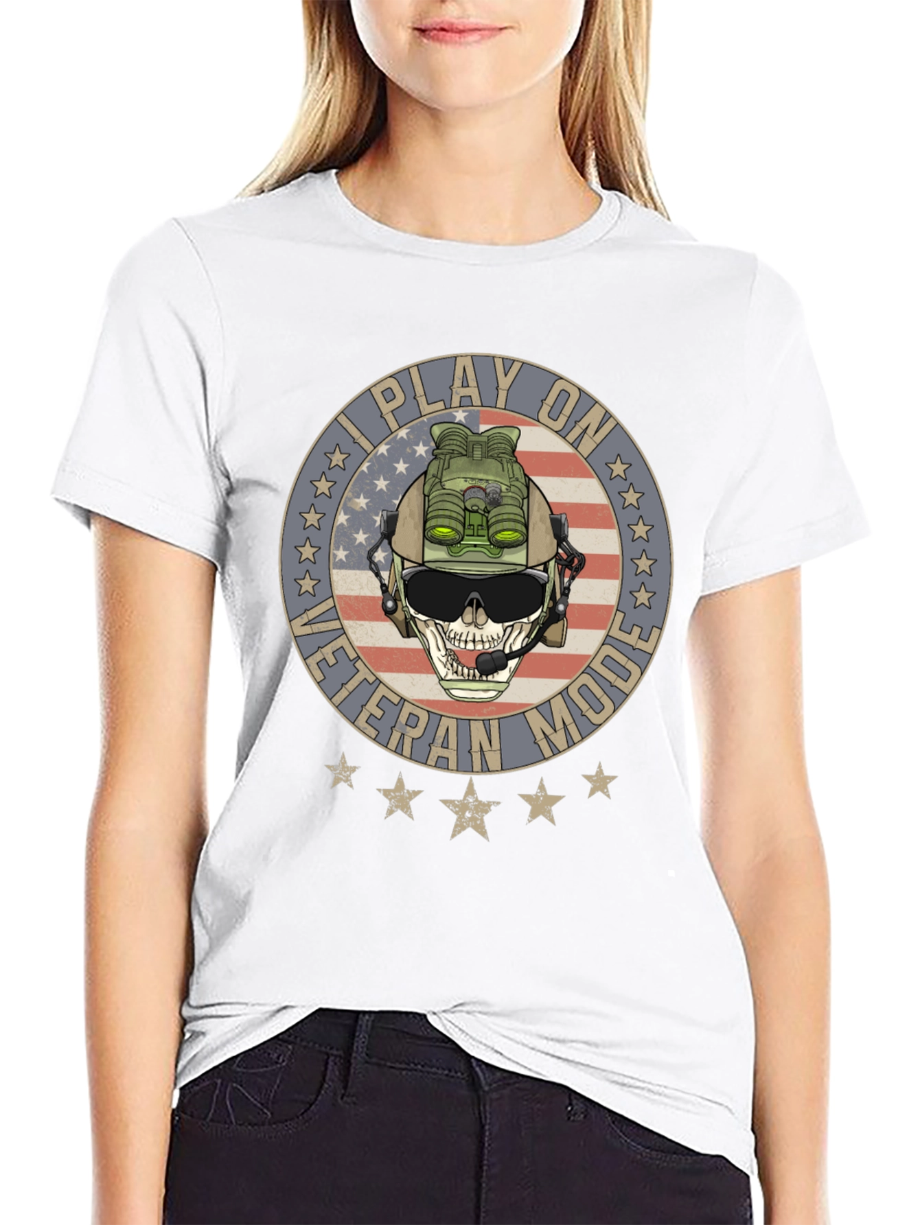 Black I Play on Veteran Mode Graphic T-Shirt view 9