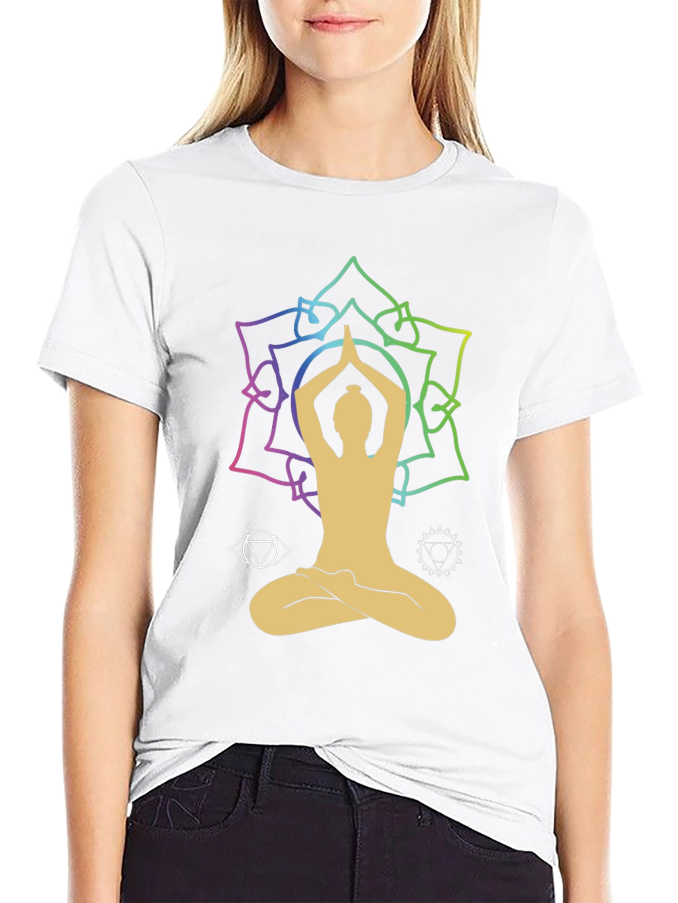 Black Yoga Lotus Chakra T-Shirt view 9