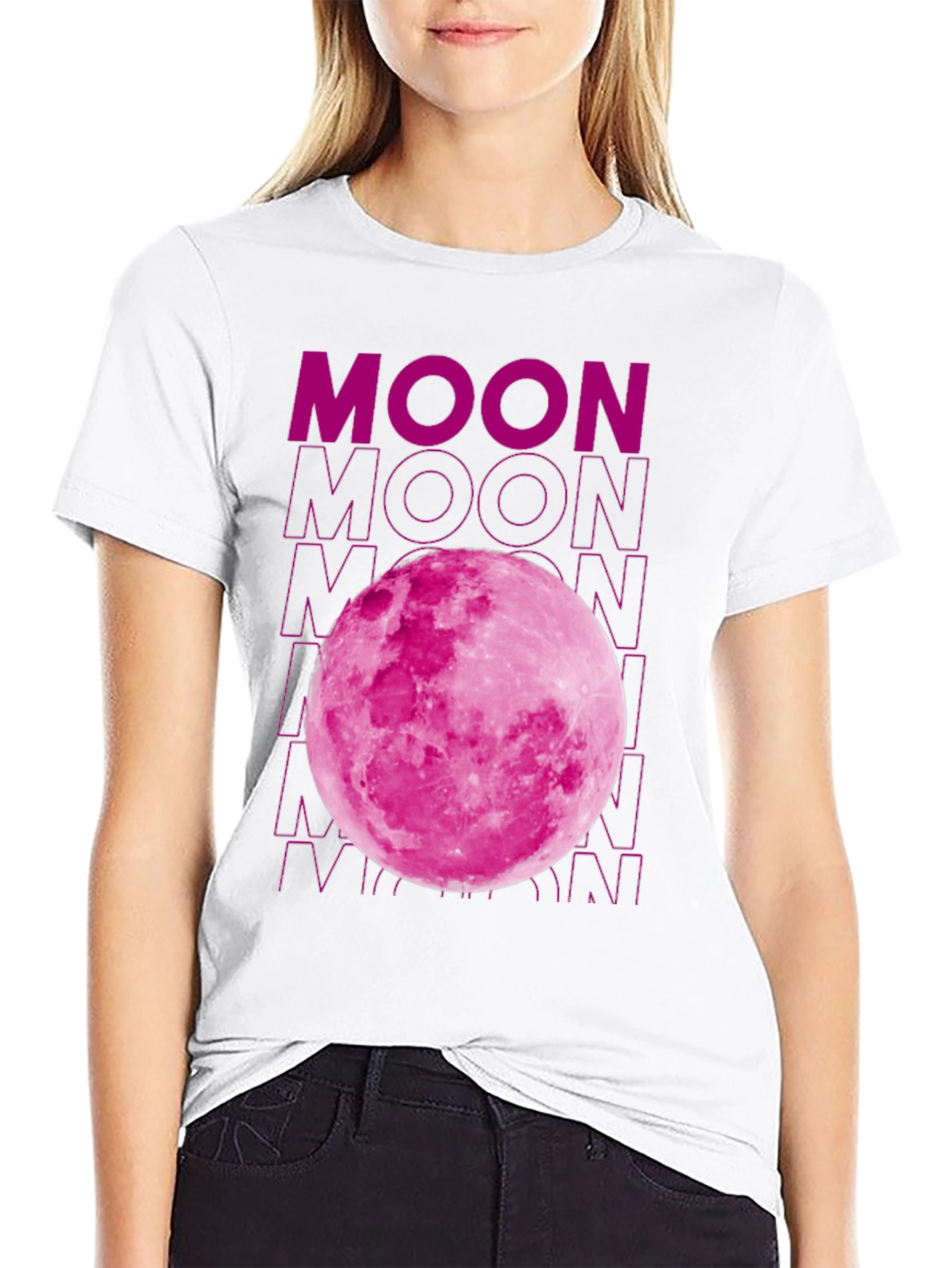 Black Pink Moon Graphic T-Shirt - Soft Cotton Blend view 9