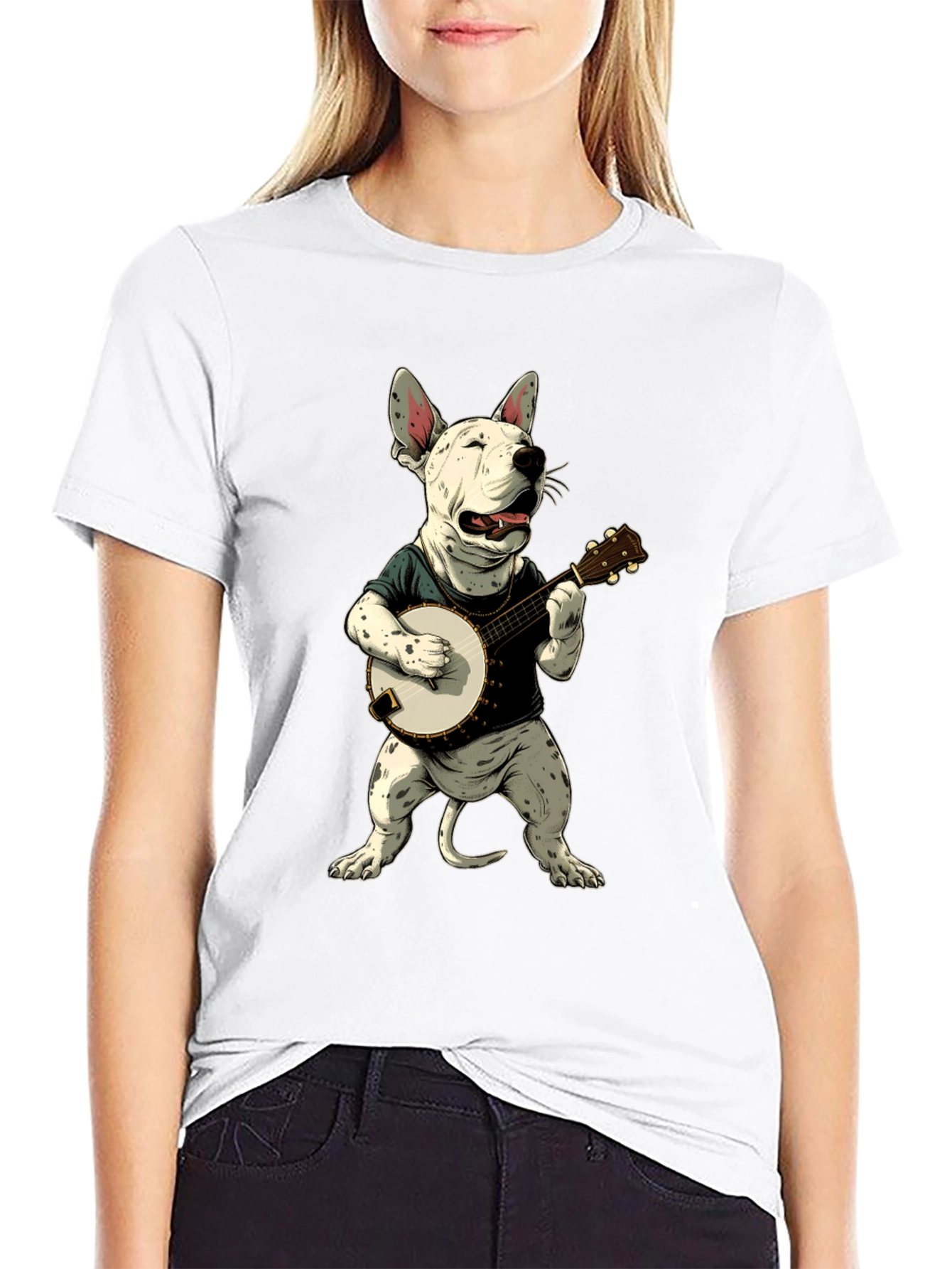 Black Dog Playing Banjo Graphic T-Shirt view 9