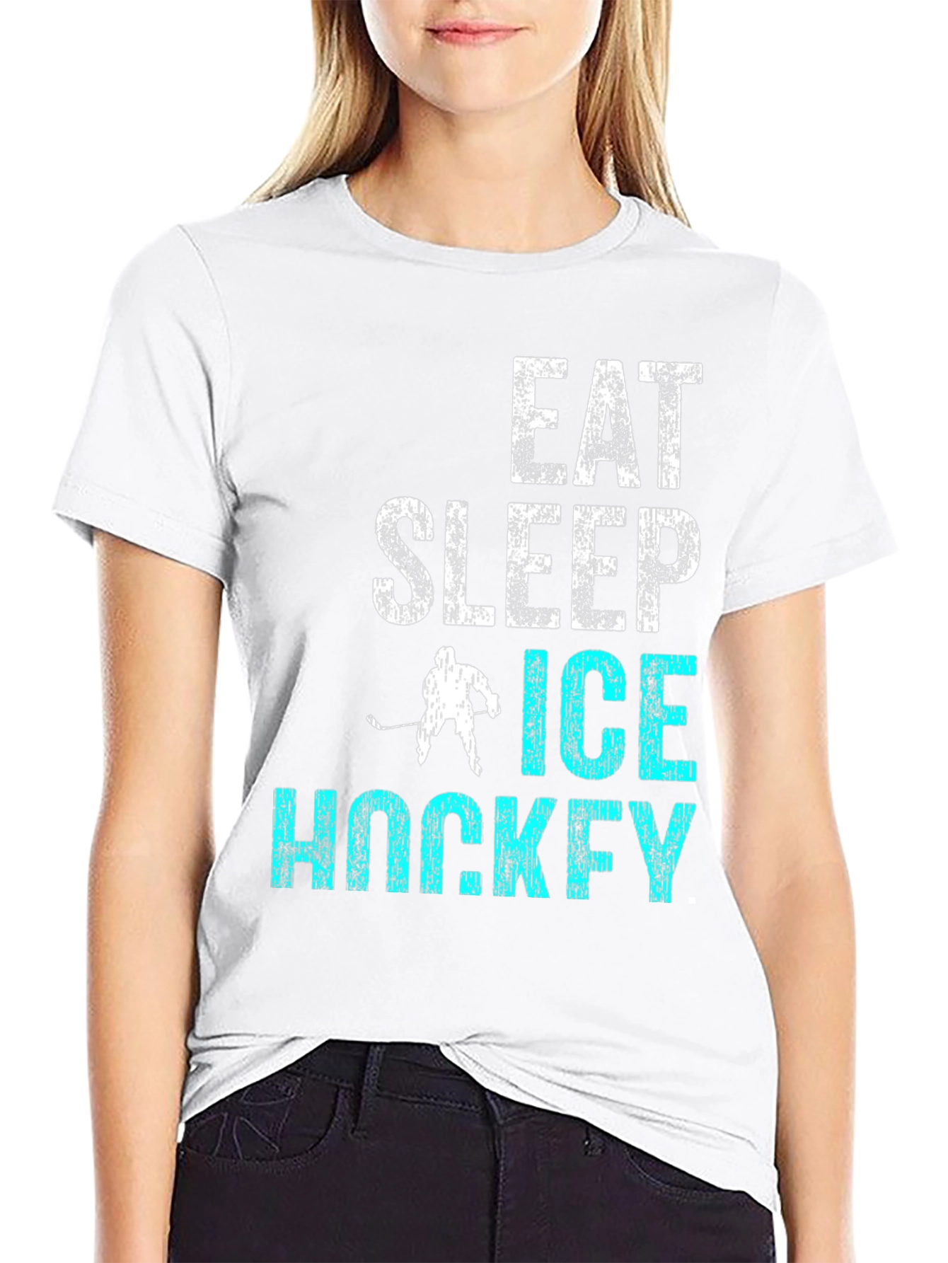 Black Eat Sleep Ice Hockey T-Shirt view 9