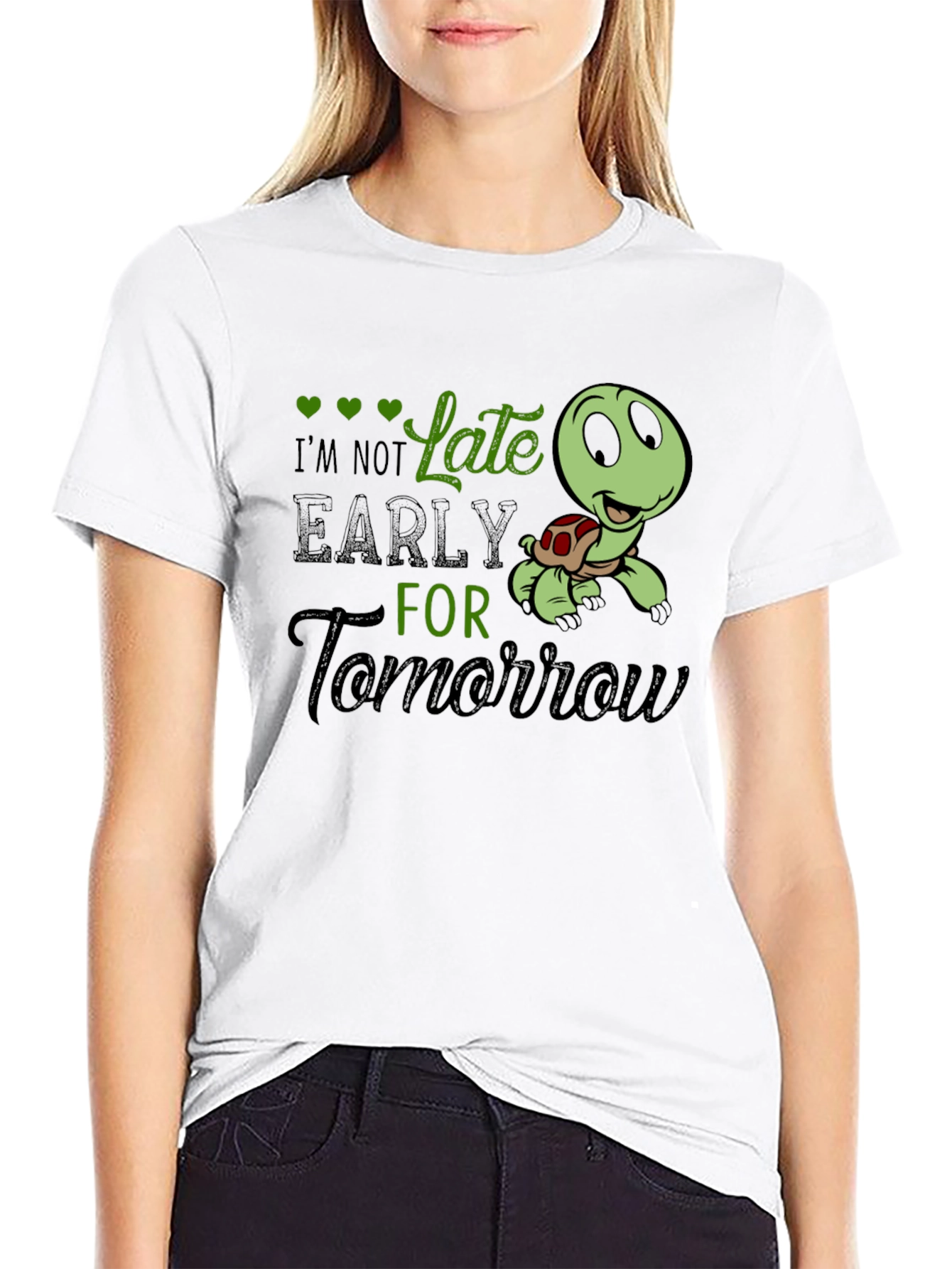 Black Funny Turtle I'm Not Late T-Shirt view 9