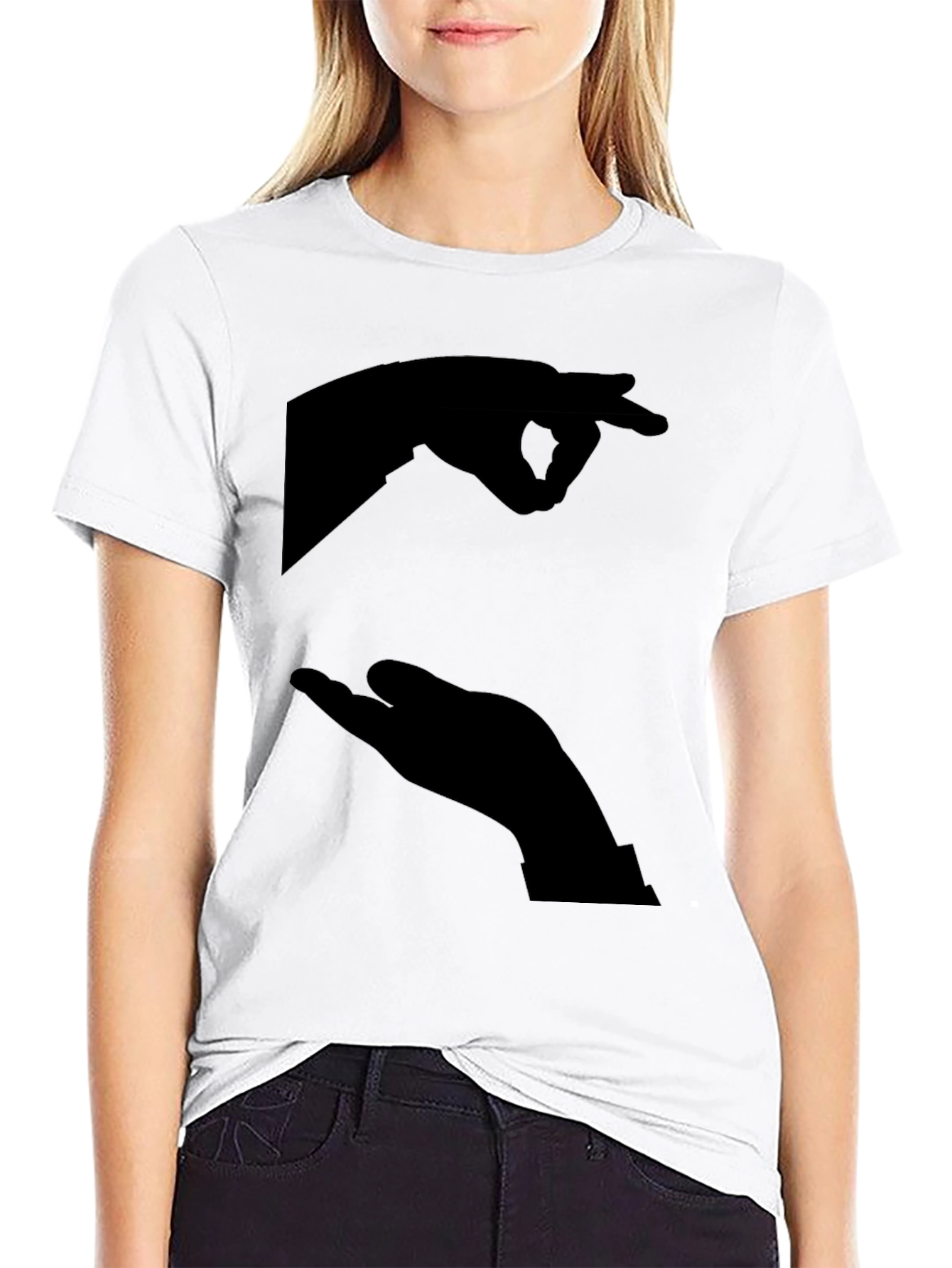 Black Funny Silhouette Hands Black T-Shirt view 9