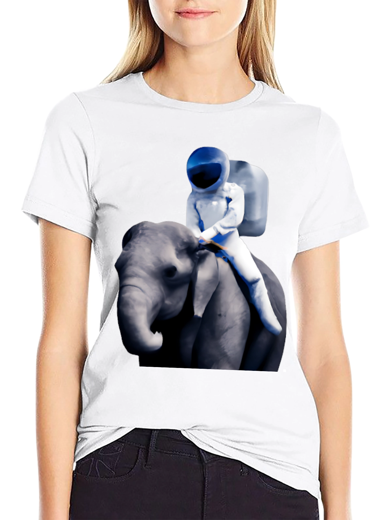 Black Astronaut Riding Elephant Graphic T-Shirt view 9