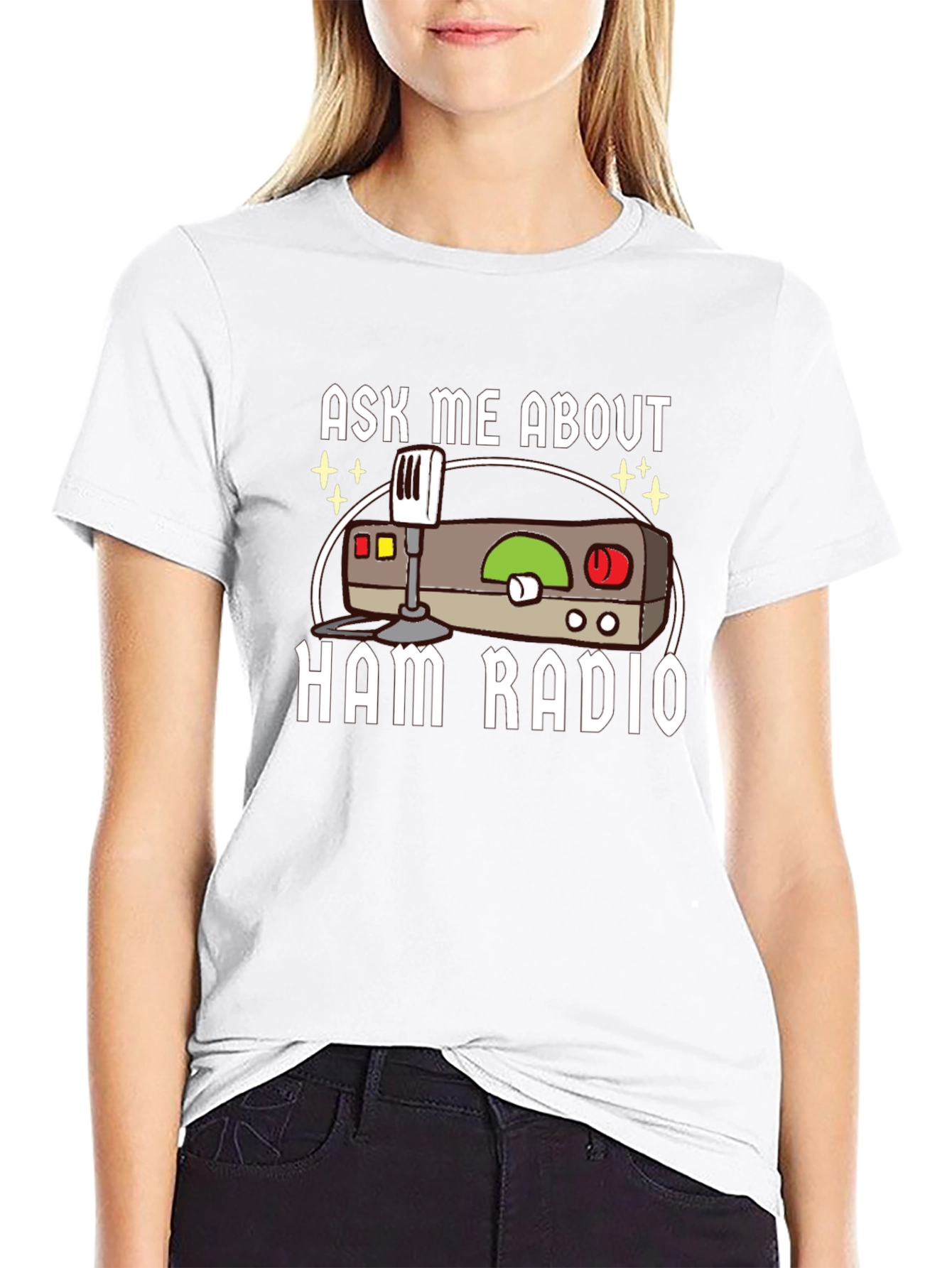 Black Ask Me About Ham Radio T-Shirt view 9