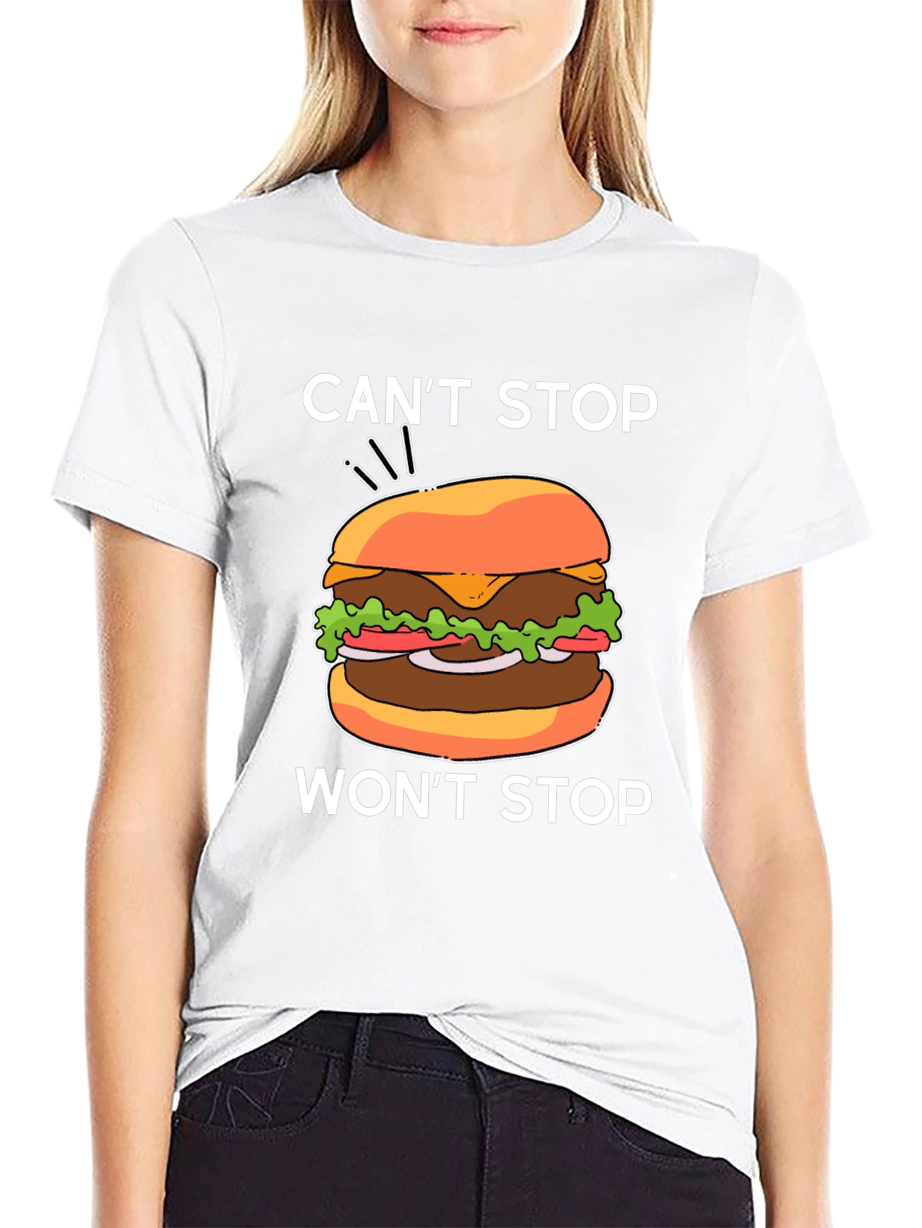 Black Can't Stop Won't Stop Burger Graphic Tee view 9