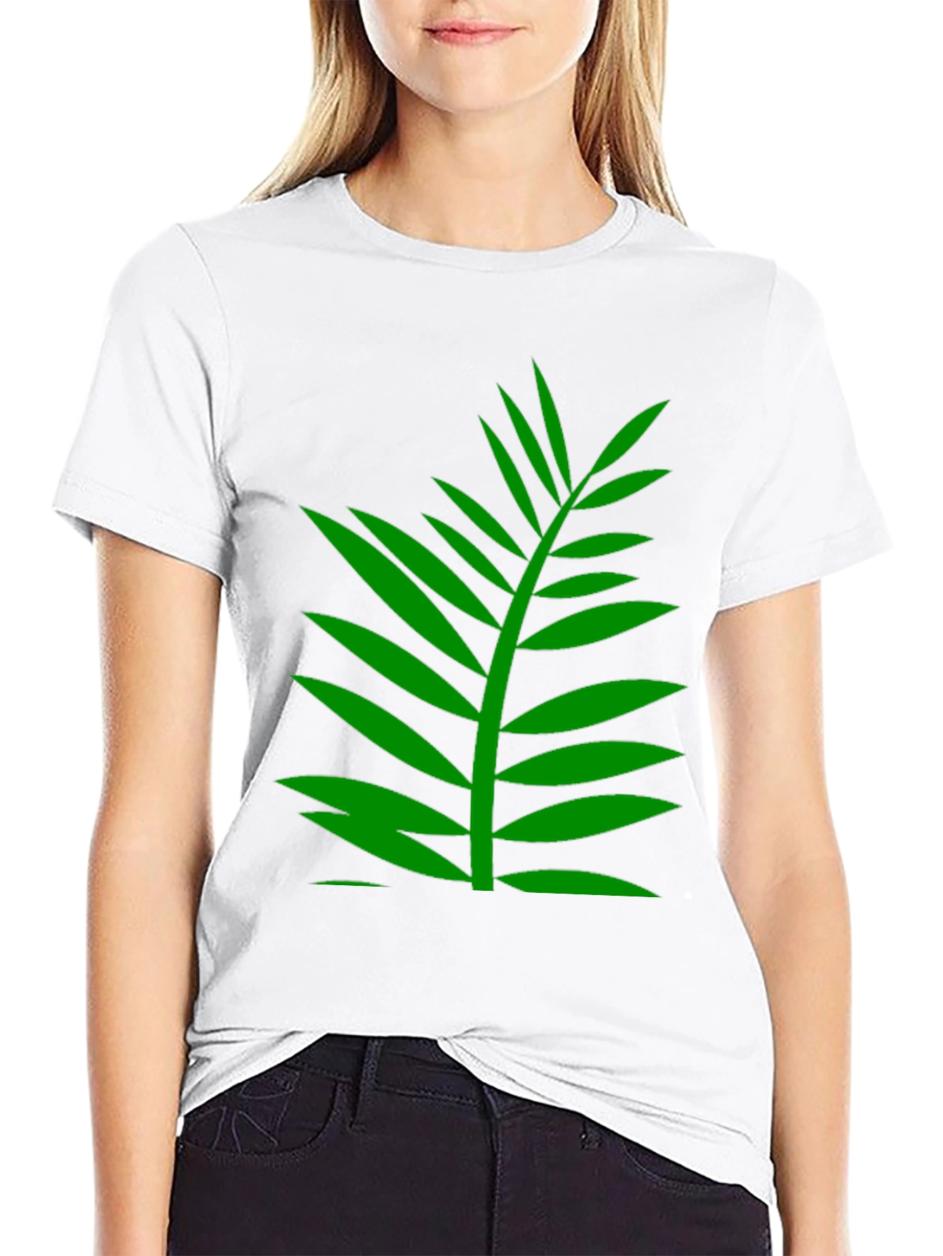 Black Tropical Palm Leaf Graphic T-Shirt - Black view 9