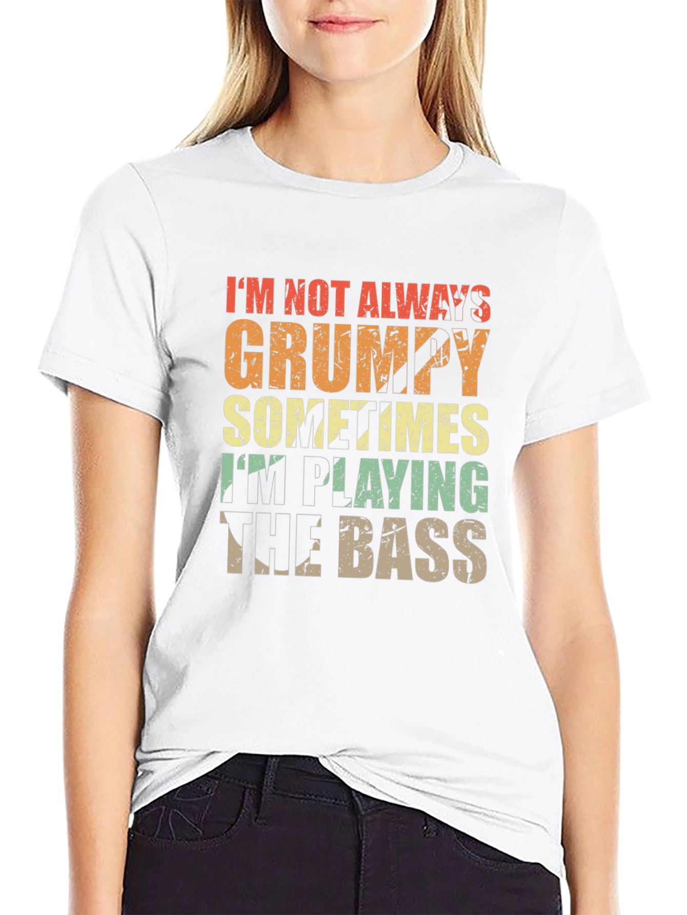 Black Grumpy Bass Player Black T-Shirt view 9
