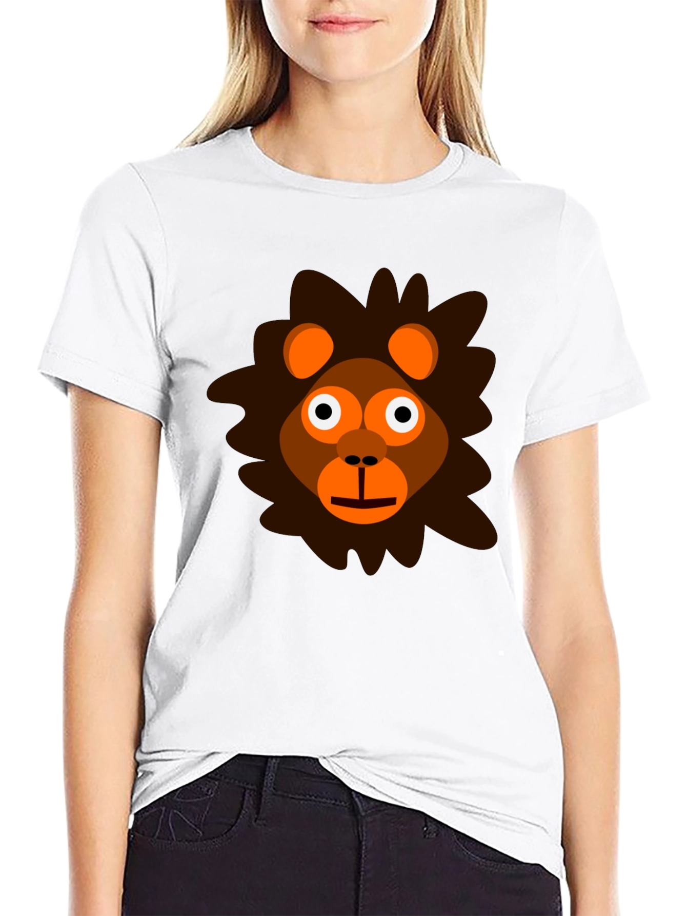 Black Cartoon Lion Graphic Tee - Black Unisex T-Shirt view 9