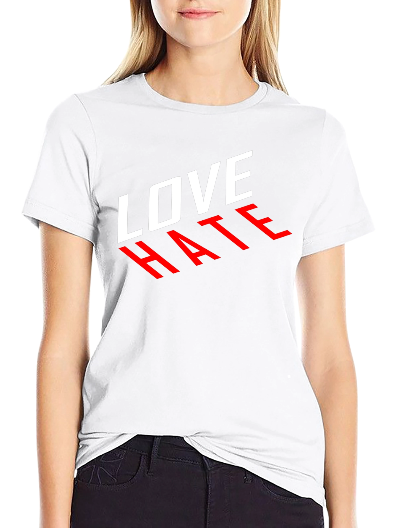 Black Love Hate Graphic Tee - Stylish Contrast Design view 9