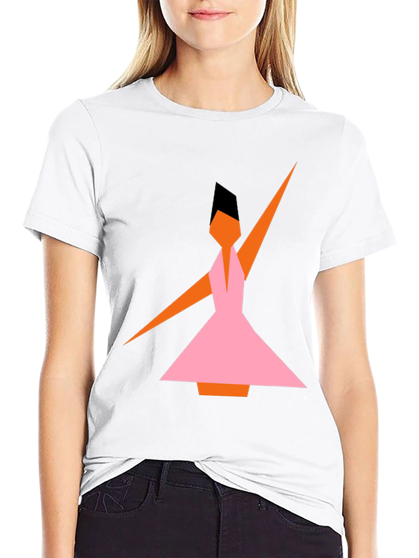 Black Geometric Dance T-Shirt - Abstract Style view 9