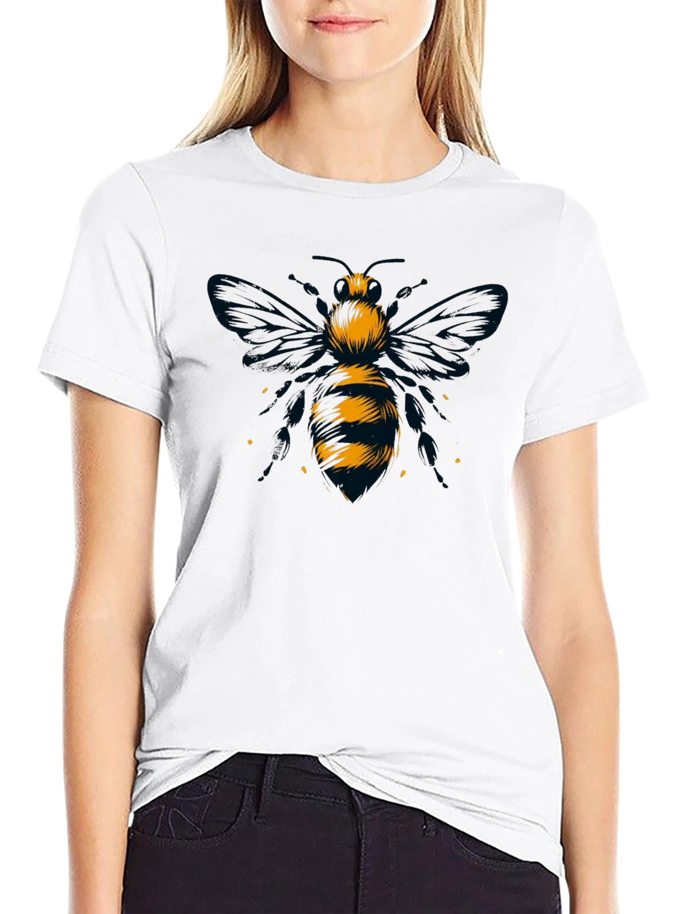 Black Bee Graphic Tee - Black Cotton T-Shirt view 9