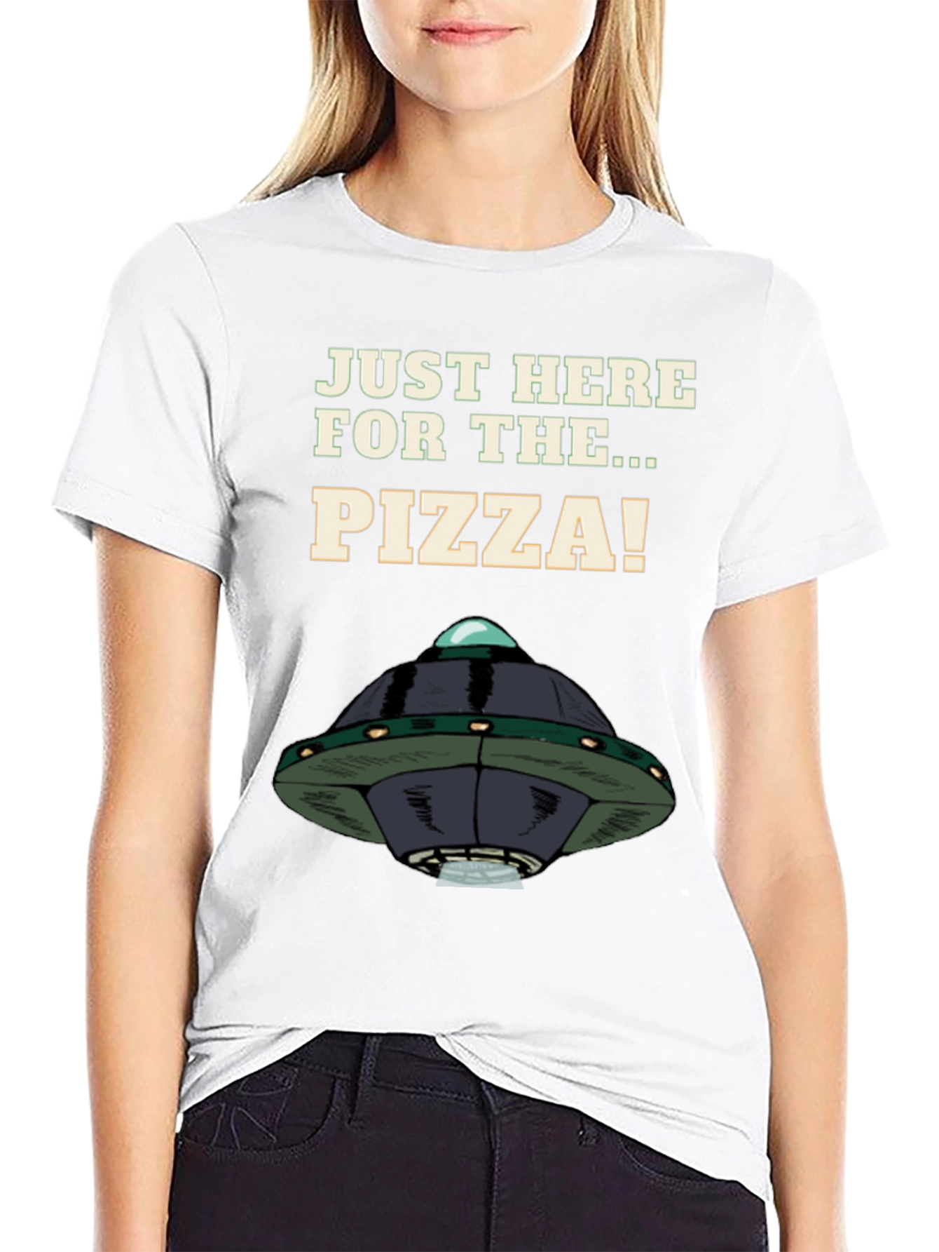 Black Pizza Alien T-Shirt - Funny Graphic Tee view 9
