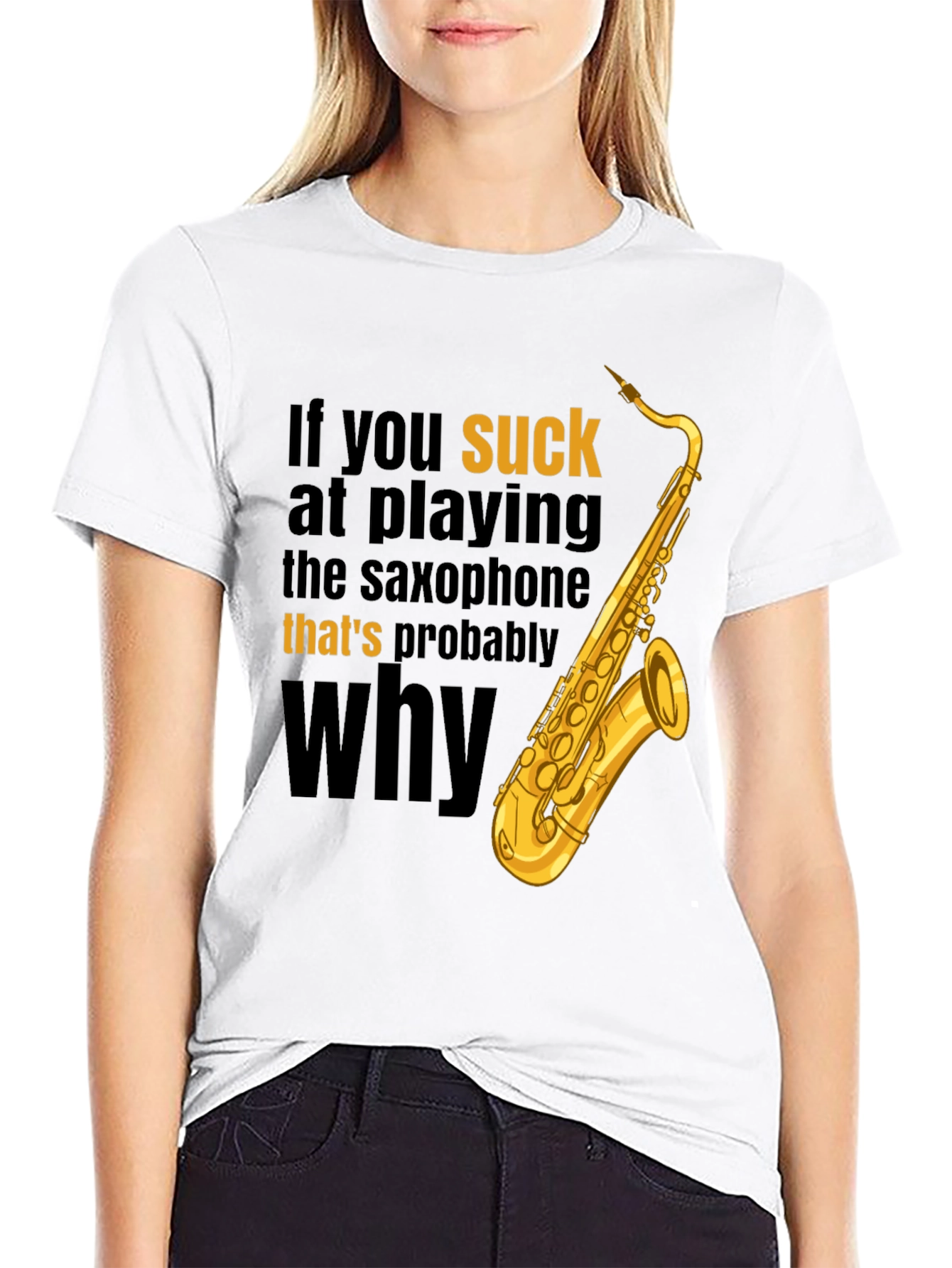 Black Saxophone Player Humor T-Shirt - That's Probably Why view 9
