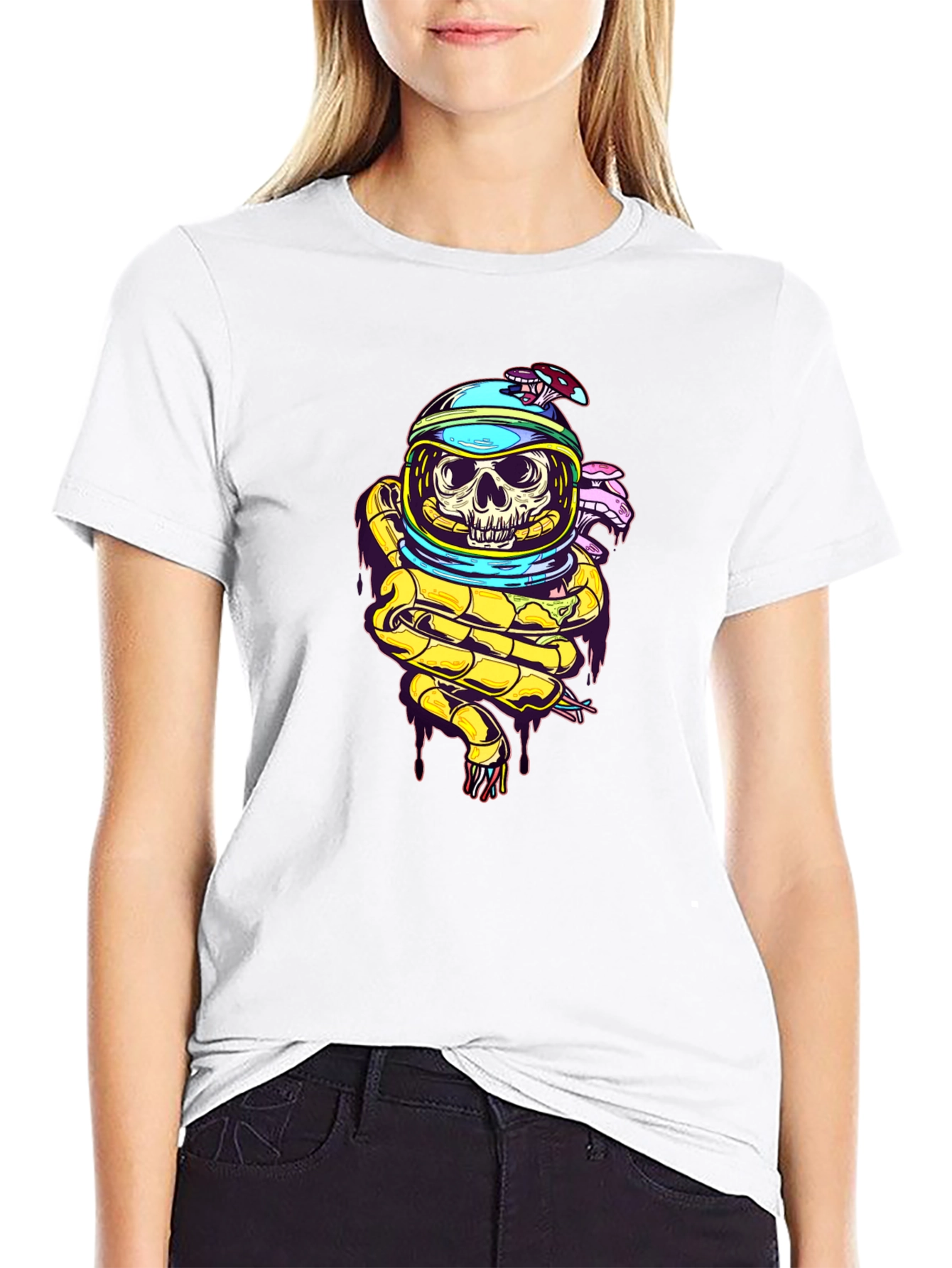Black Skull Astronaut T-Shirt - Unique Graphic Tee view 9