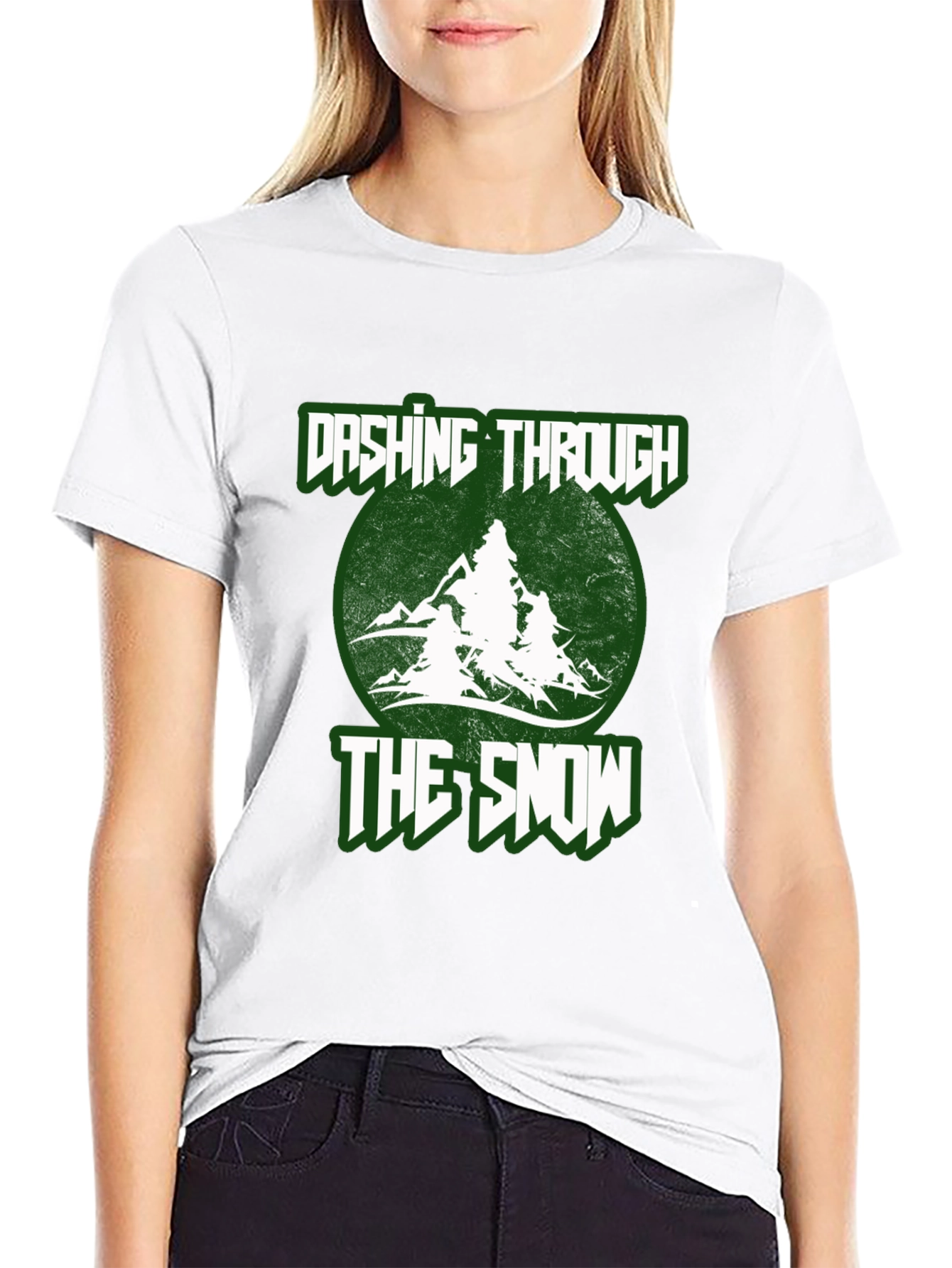 Black Dashing Through The Snow Holiday T-Shirt view 9