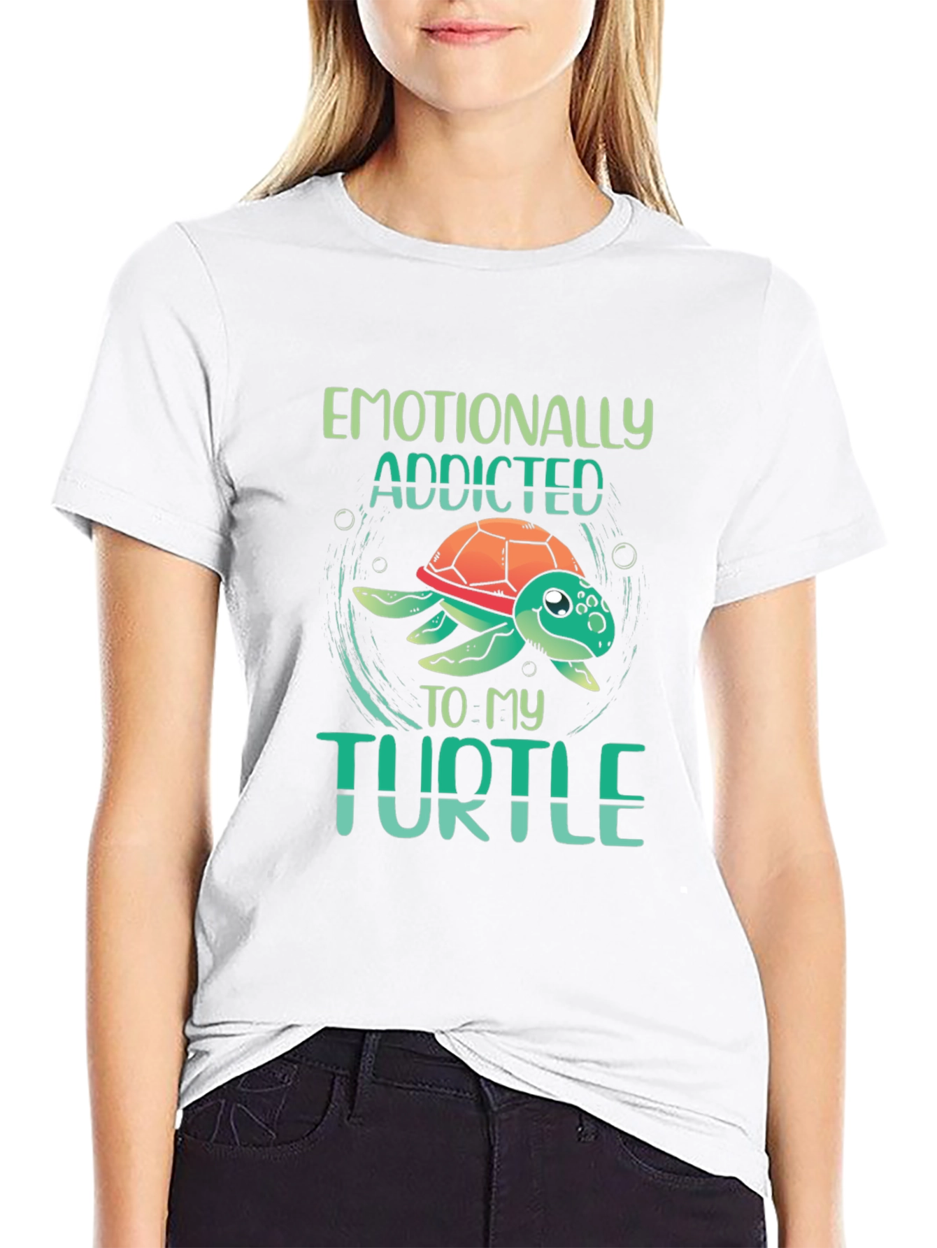 Black Emotionally Addicted to My Turtle Black T-Shirt view 9