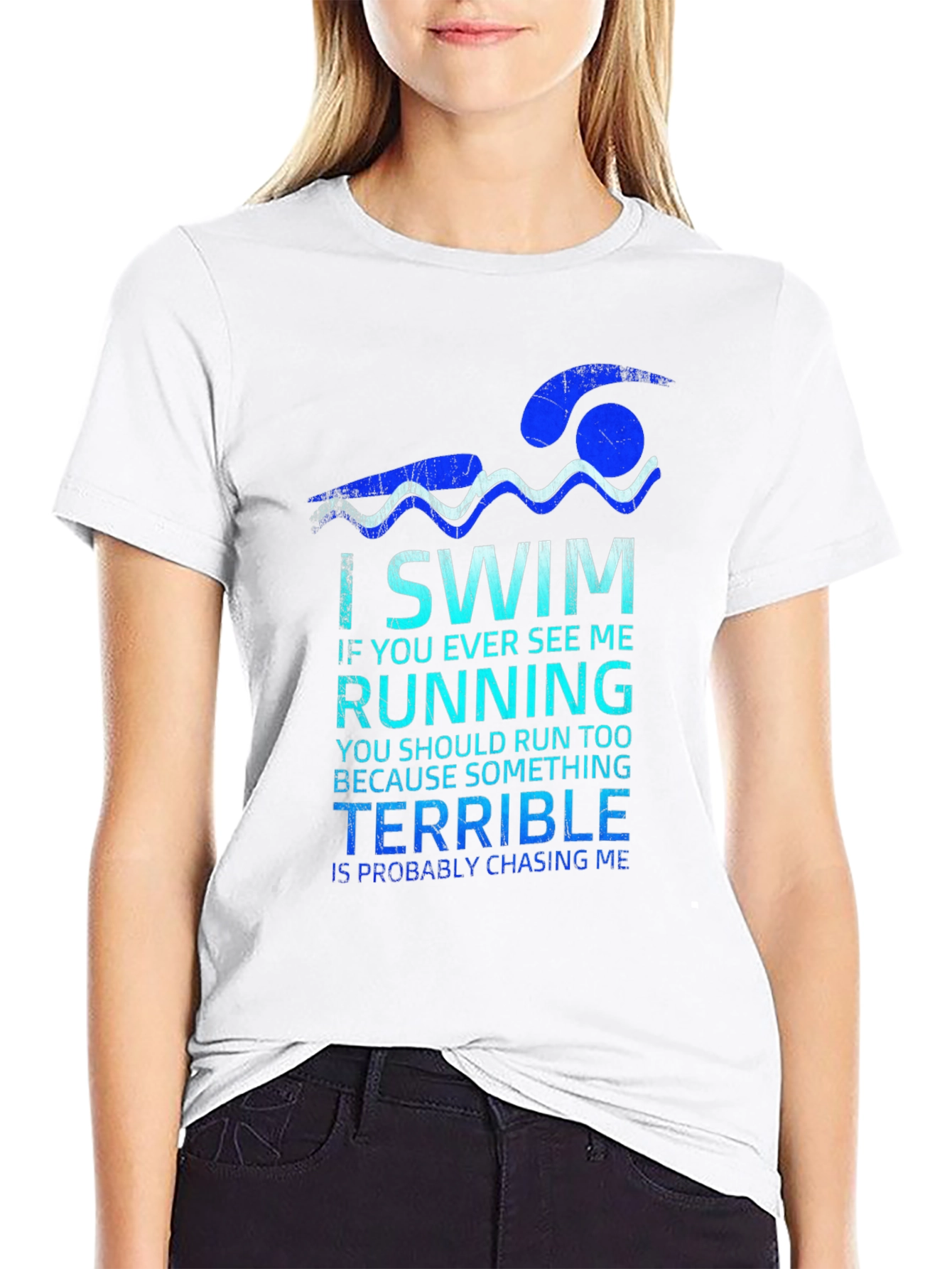 Black I Swim Terrible Chasing Me Graphic Tee view 9