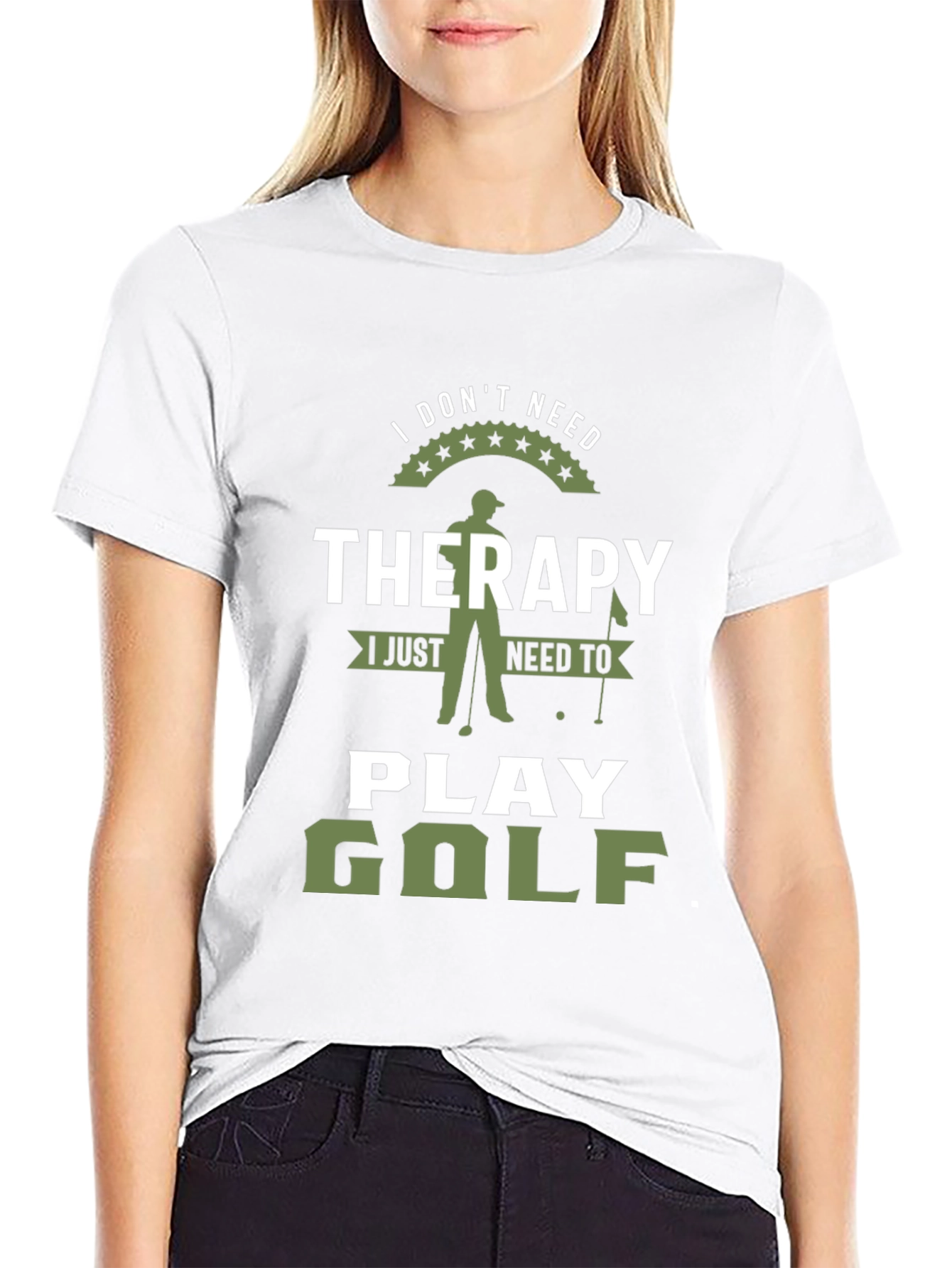 Black Funny Golf Therapy Graphic T-Shirt view 9