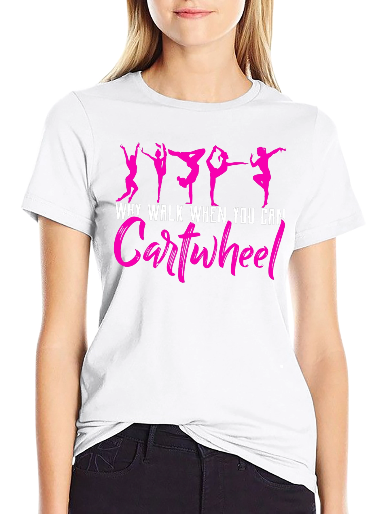 Black Gymnast Cartwheel Graphic Tee - Black view 9