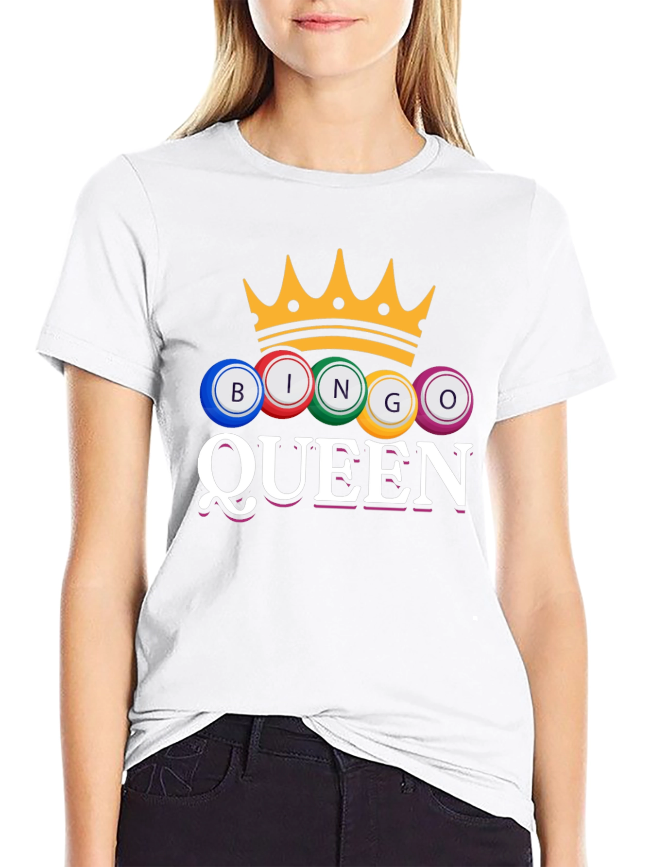 Black Bingo Queen T-Shirt Crown Game Night Tee view 9